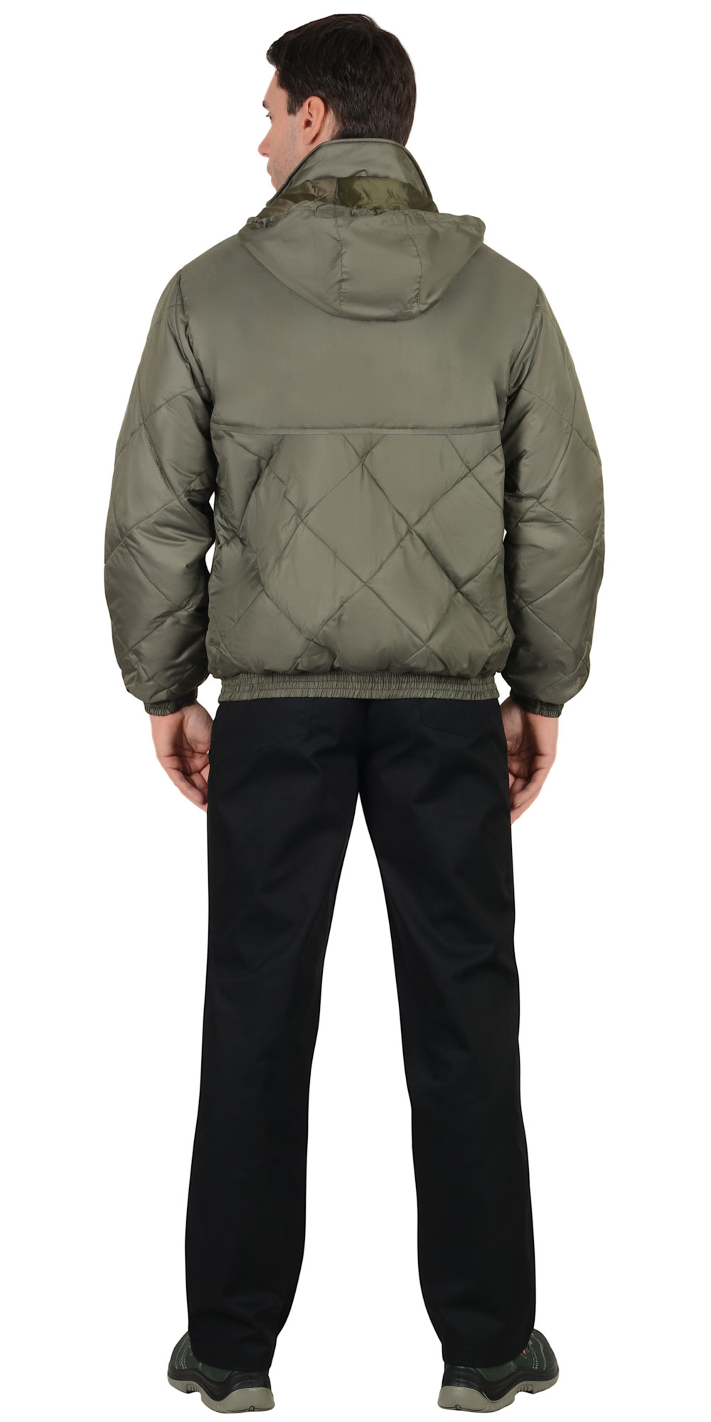 Куртка СИРИУС-ПРАГА-ЛЮКС короткая с капюшоном, оливковая