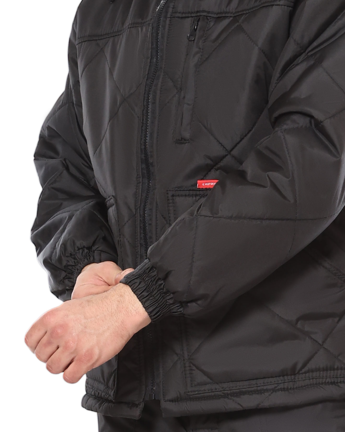 Куртка СИРИУС-ПРАГА-Люкс удлиненная с капюшоном, черный 