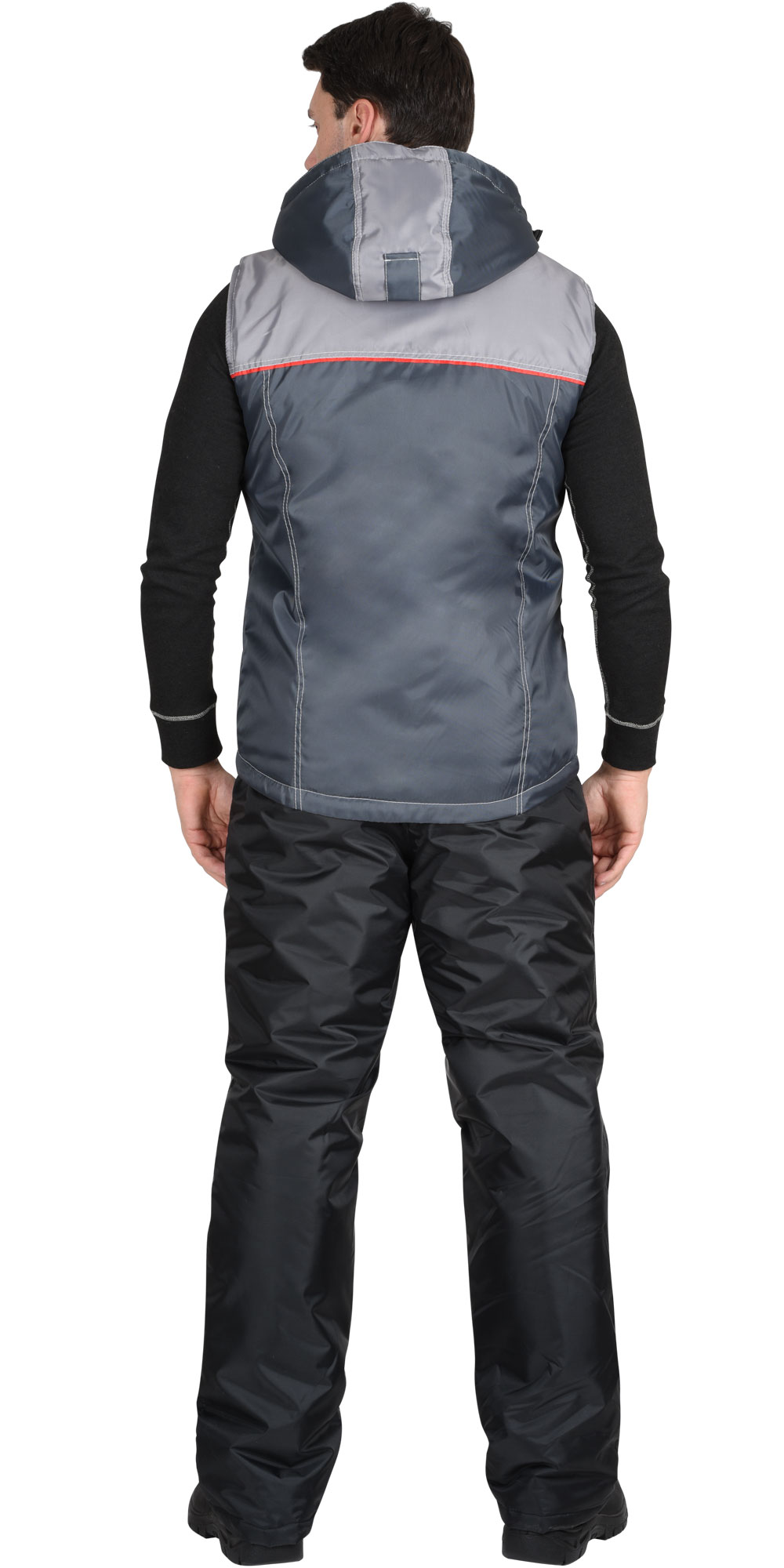 Жилет СИРИУС-ФАВОРИТ с капюшоном темно-серый с серым