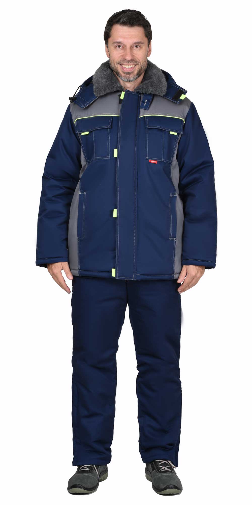 Костюм СИРИУС-ФАВОРИТ зимний: куртка, брюки т.синий со ср.серым