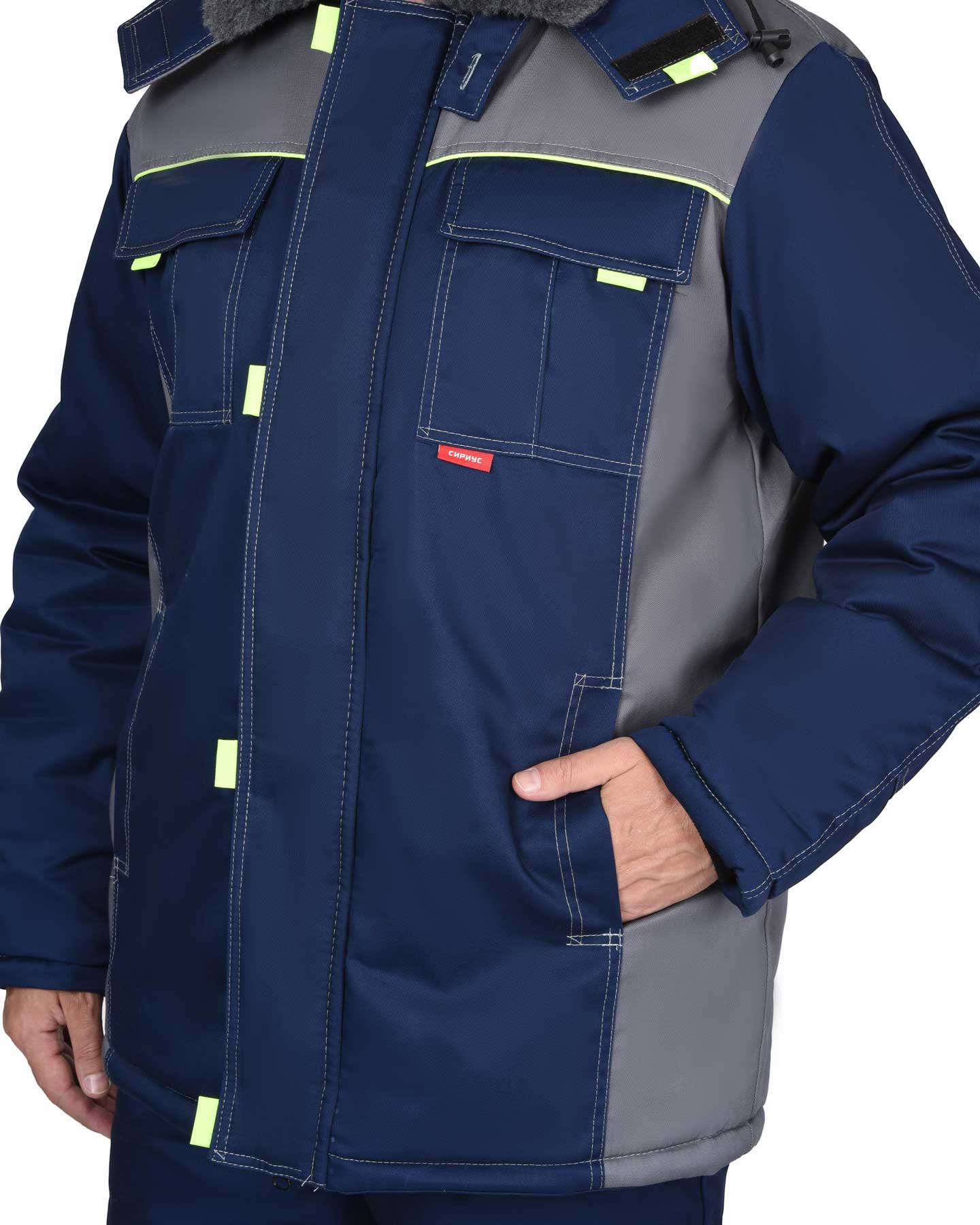 Костюм СИРИУС-ФАВОРИТ зимний: куртка, брюки т.синий со ср.серым