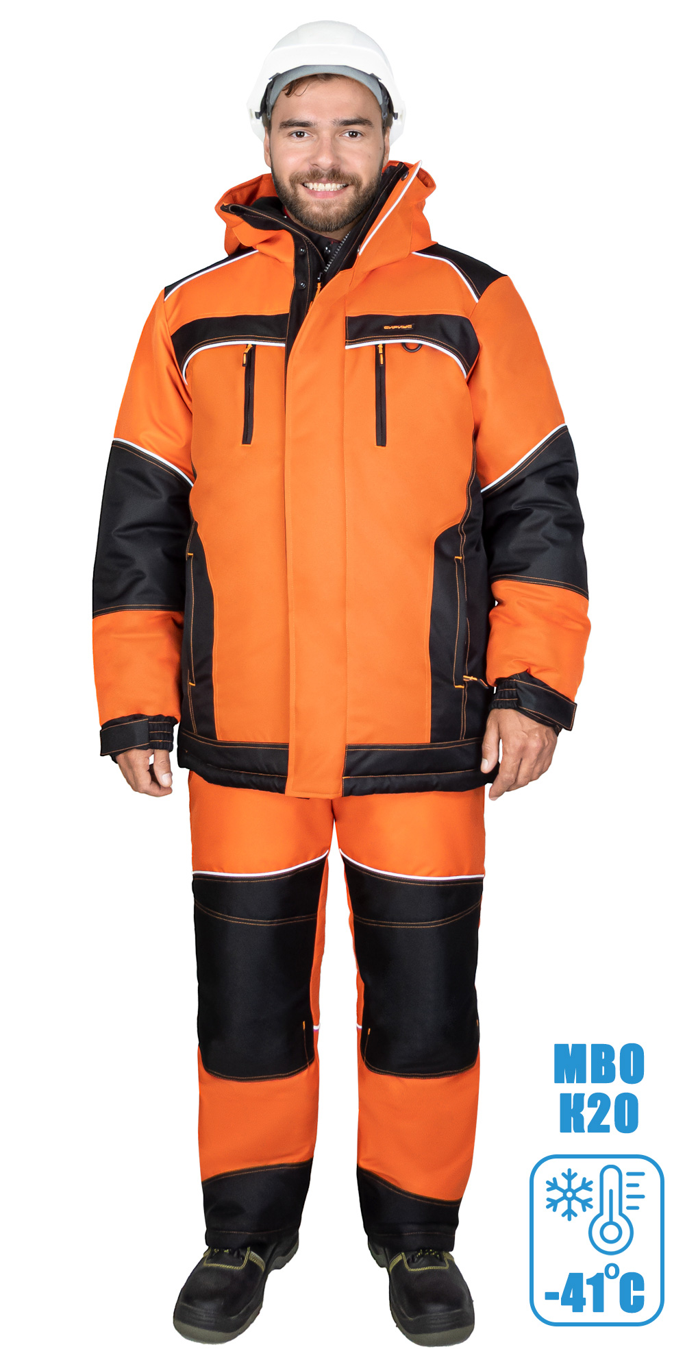 Костюм СИРИУС-АРКТИКА зимний, куртка дл., брюки, кирпичный с чёрным