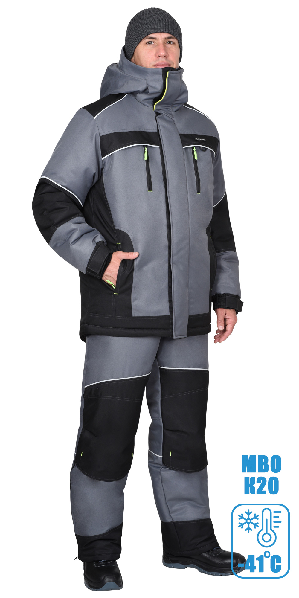 Костюм СИРИУС-АРКТИКА зимний, куртка дл., брюки, средне-серый с черным