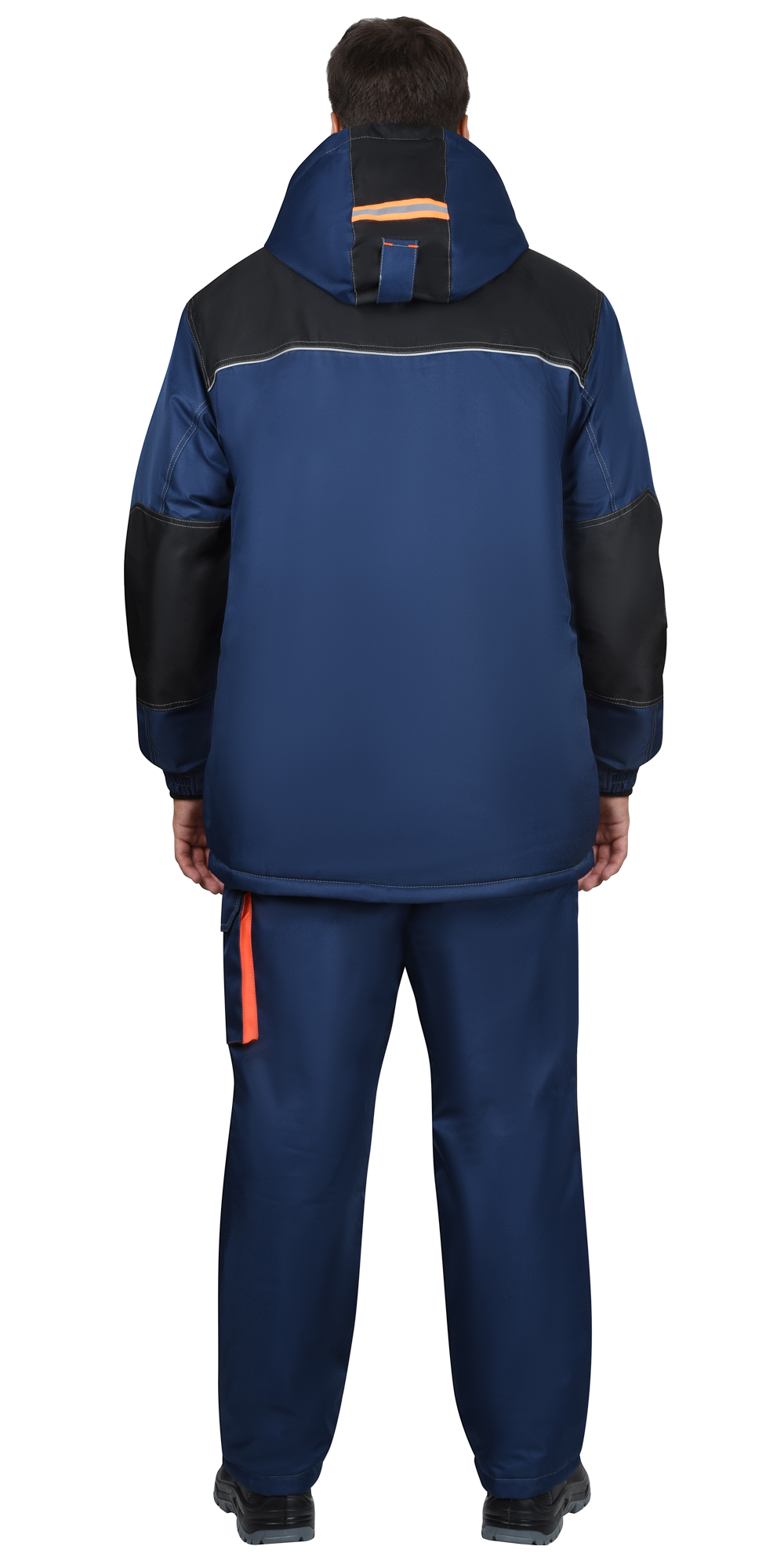 Костюм СИРИУС-МАНХЕТТЕН-М зимний, куртка дл, брюки, тёмно-синий с черным и кирпичной отделкой