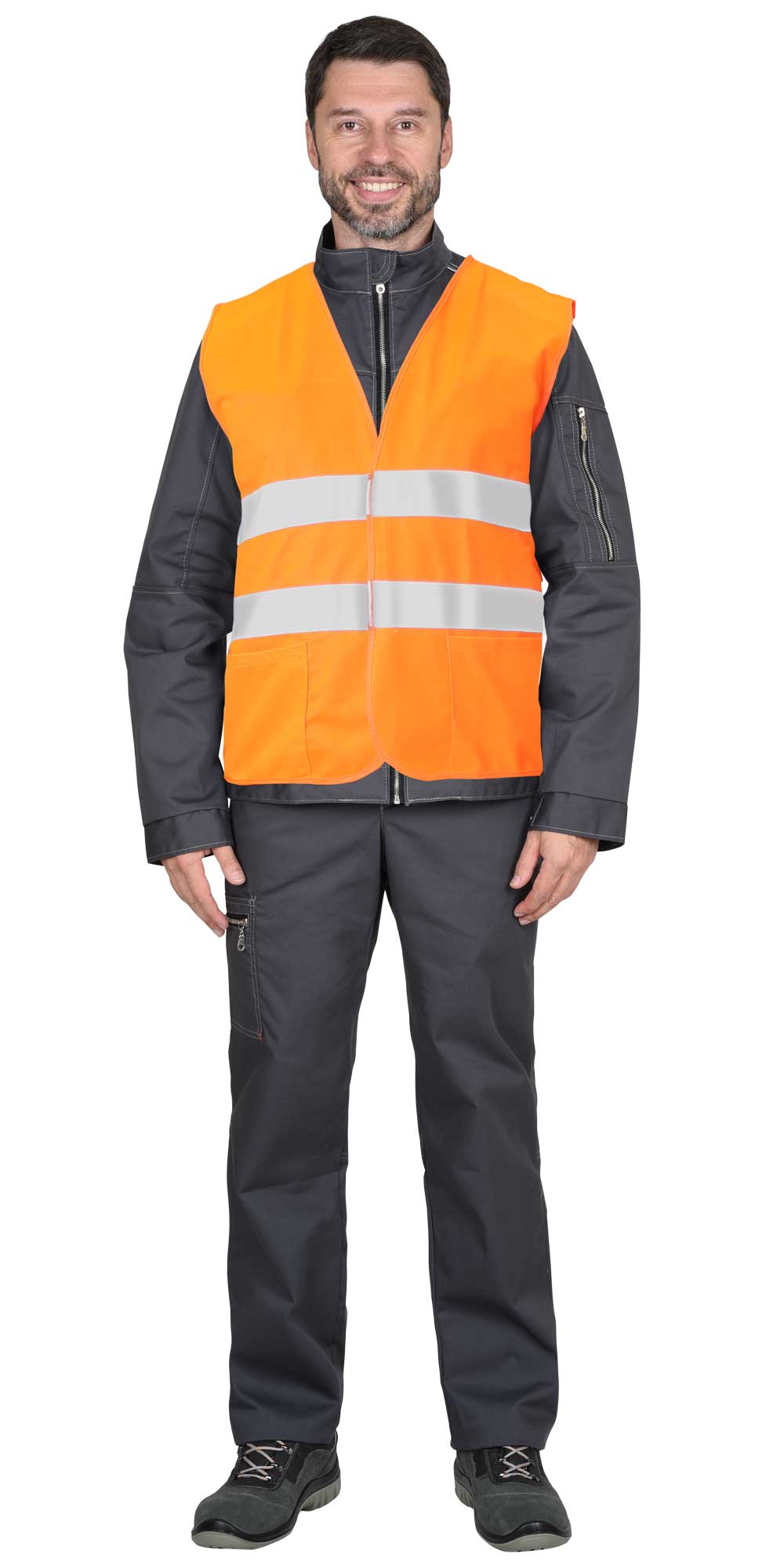 Жилет сигнальный SIRIUS класс 2, 2 СОП (трик.120 гр/м2, карманы) оранжевый (ЧЗ)