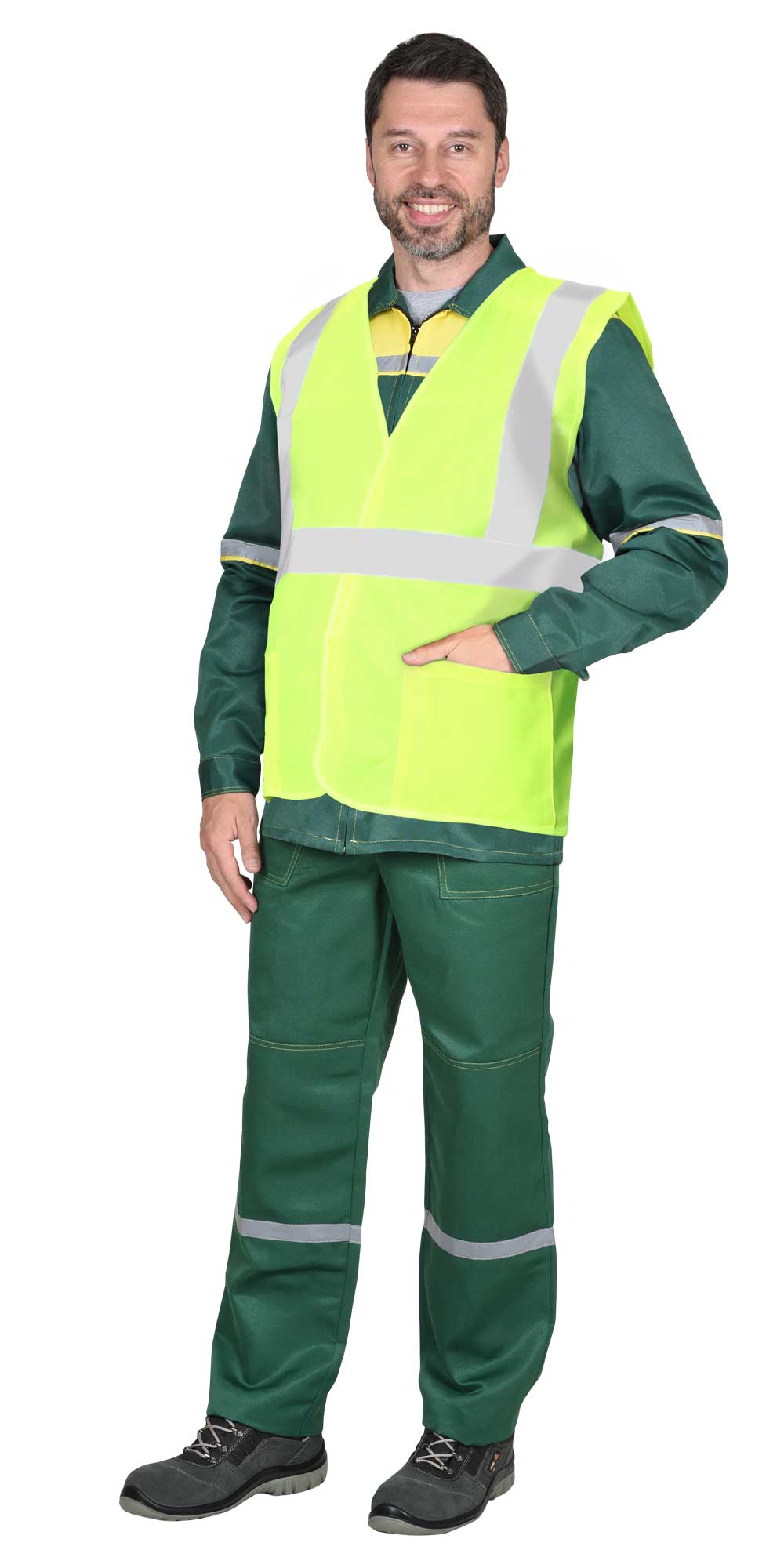 Жилет сигнальный SIRIUS класс 2, 3 СОП (трик.120 гр/м2, карманы) лимонный (ЧЗ)