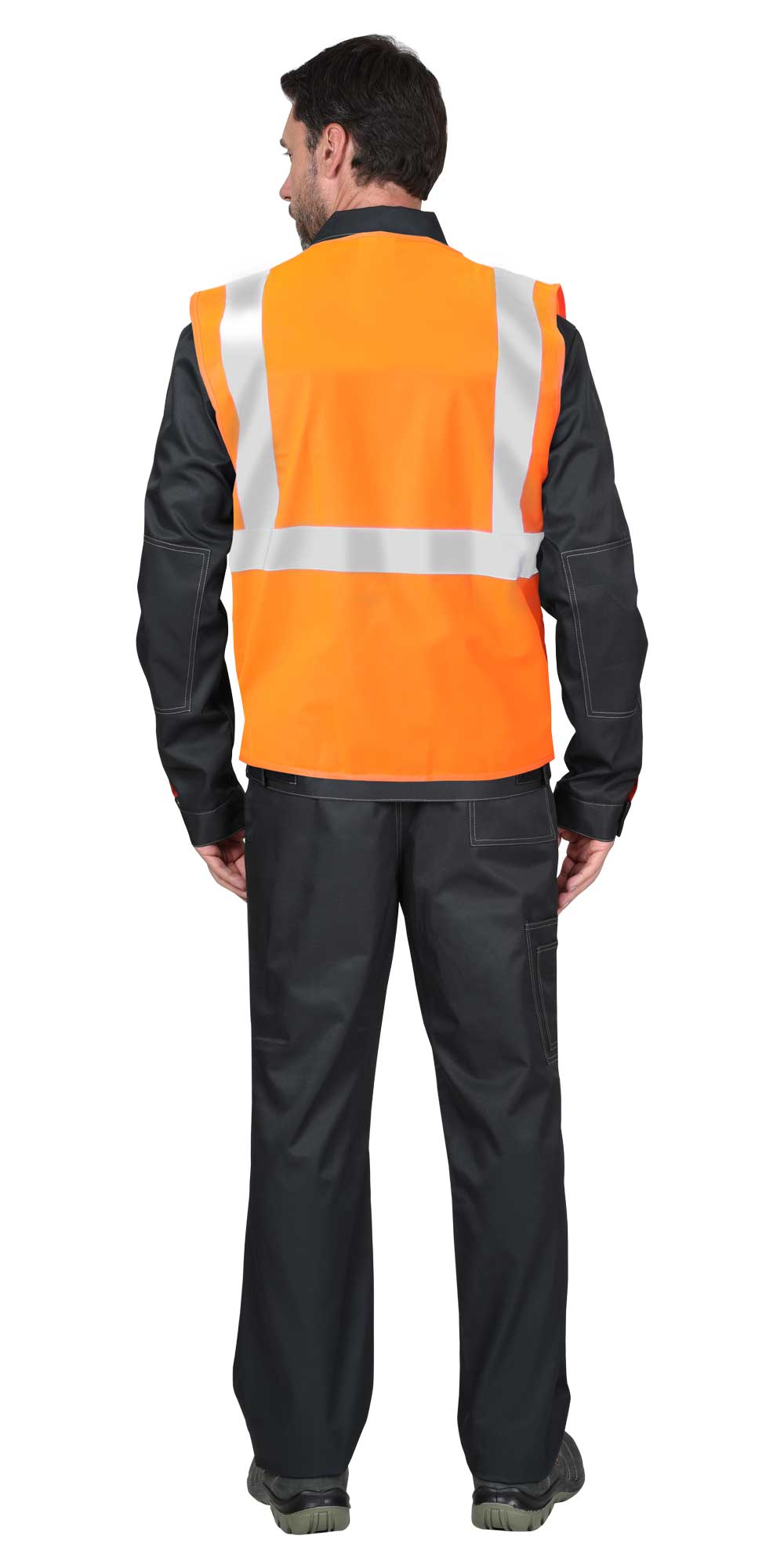 Жилет сигнальный SIRIUS класс 2, 3 СОП (трик.120 гр/м2, карманы) оранжевый (ЧЗ)