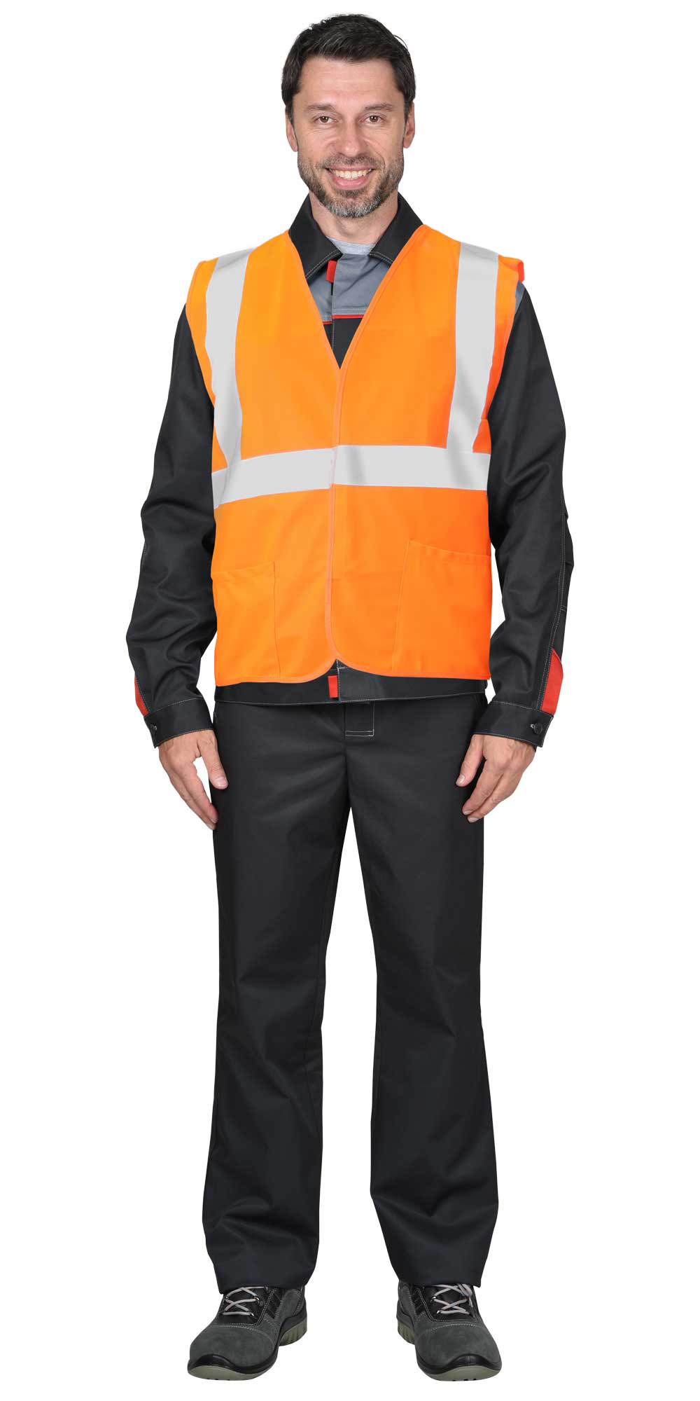 Жилет сигнальный SIRIUS класс 2, 3 СОП (трик.120 гр/м2, карманы) оранжевый (ЧЗ)