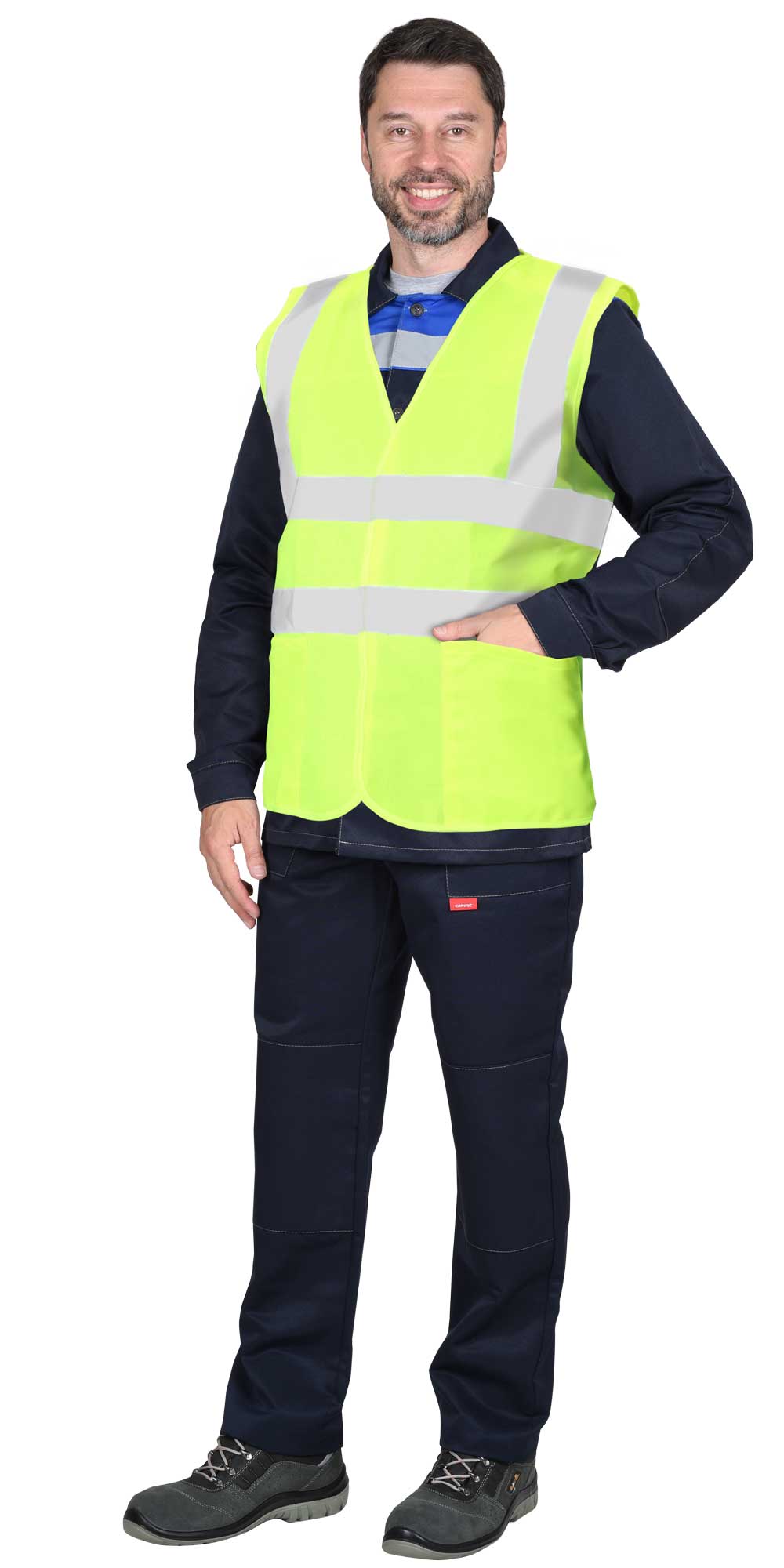 Жилет сигнальный SIRIUS класс 2, 4 СОП (трик.120 гр/м2, карманы) лимонный (ЧЗ)