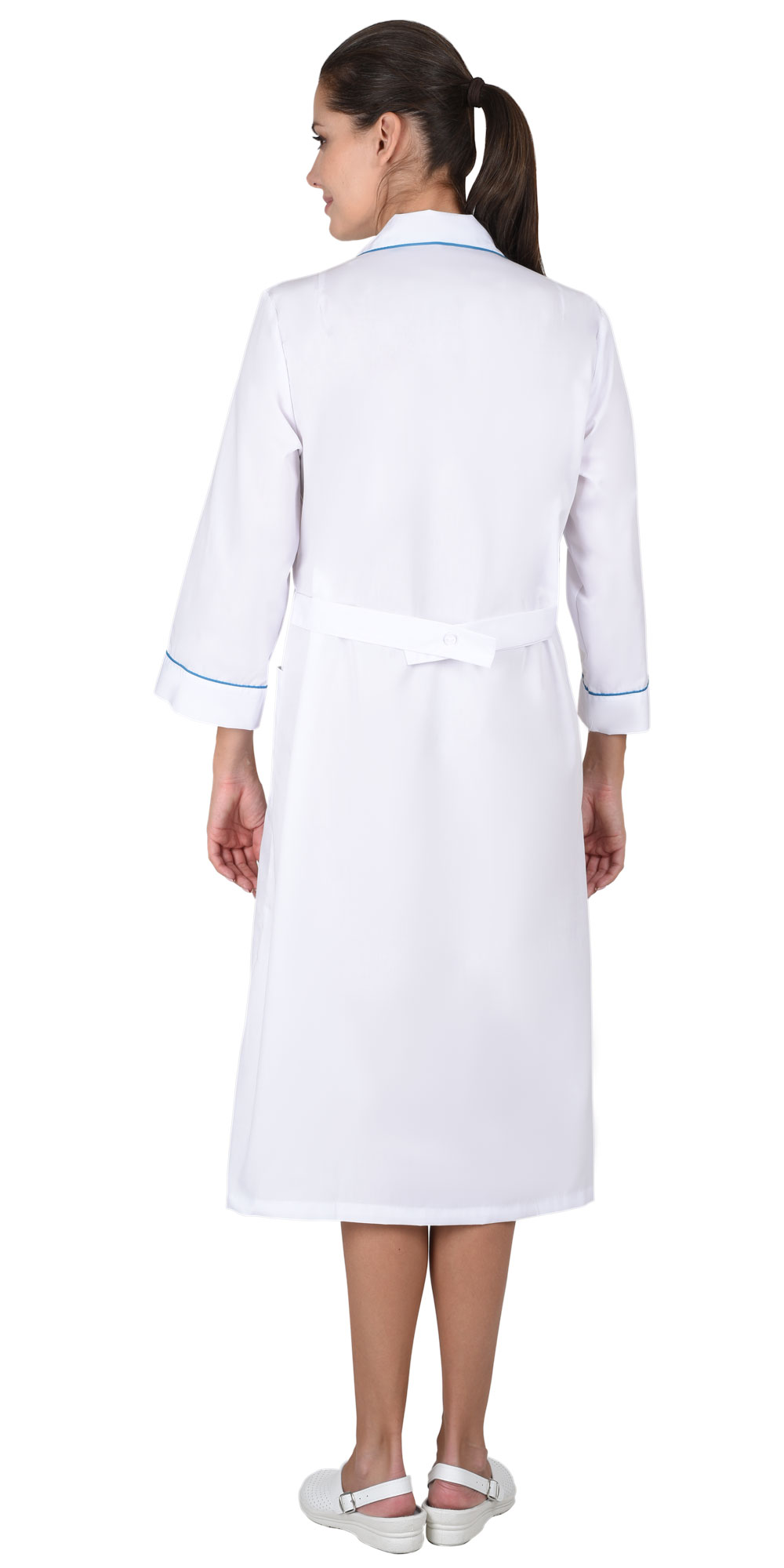 Халат СИРИУС-НИКА женский белый с бирюзовым