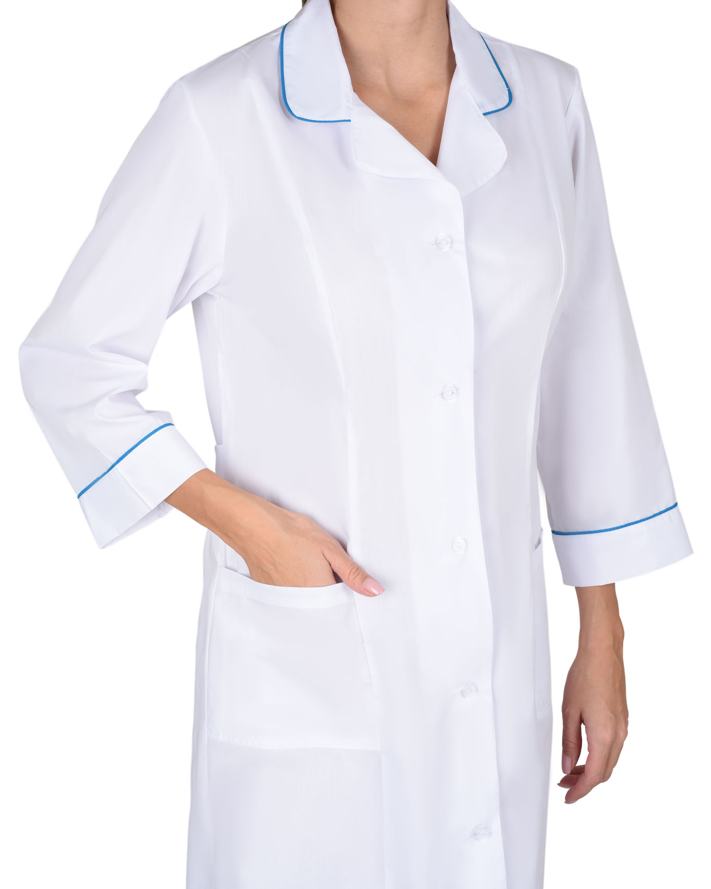 Халат СИРИУС-НИКА женский белый с бирюзовым