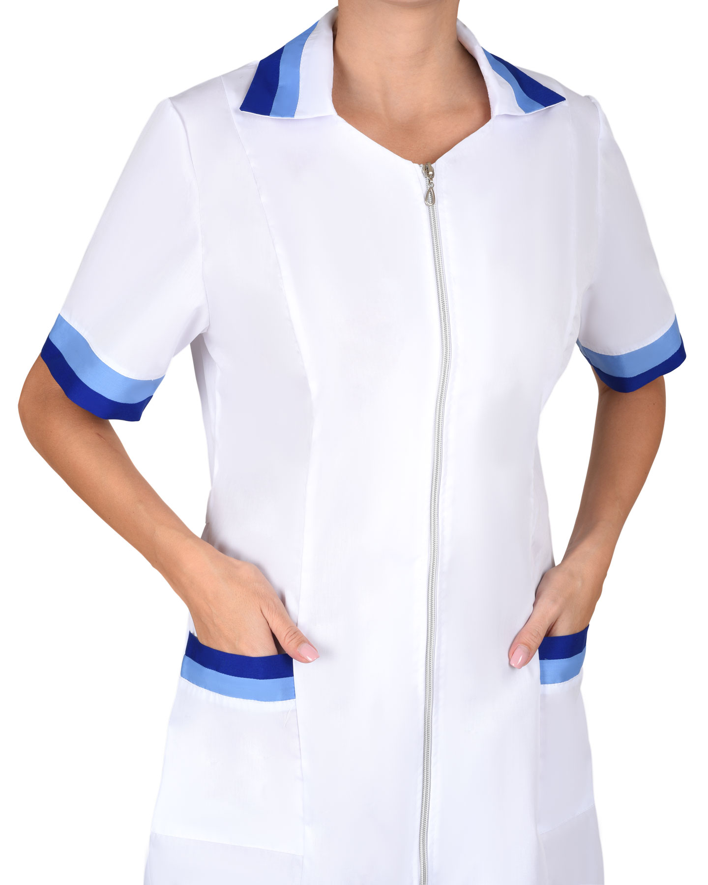 Халат СИРИУС-МИЛА женский белый с голубым и васильковым