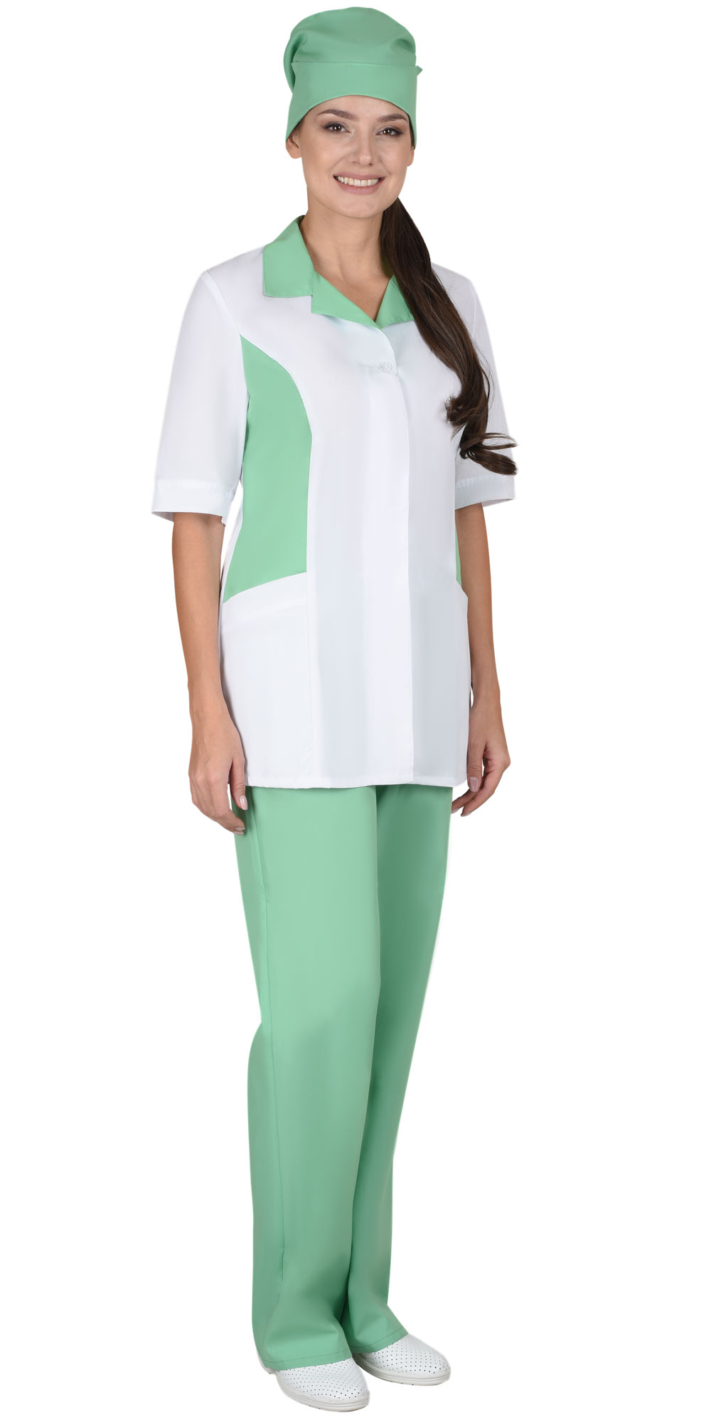 Костюм СИРИУС-ФЛОРЕНЦИЯ женский белый с салатовым