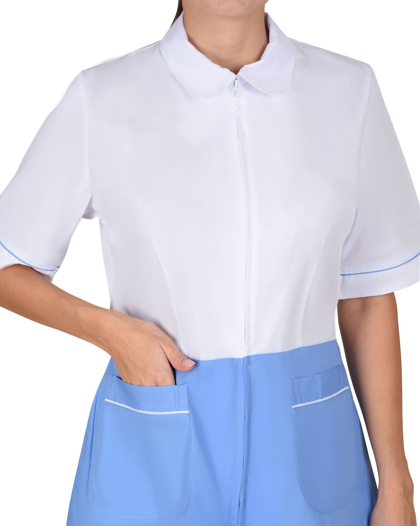 Костюм СИРИУС-СТЕФАНИ женский белый с голубым (СТ)