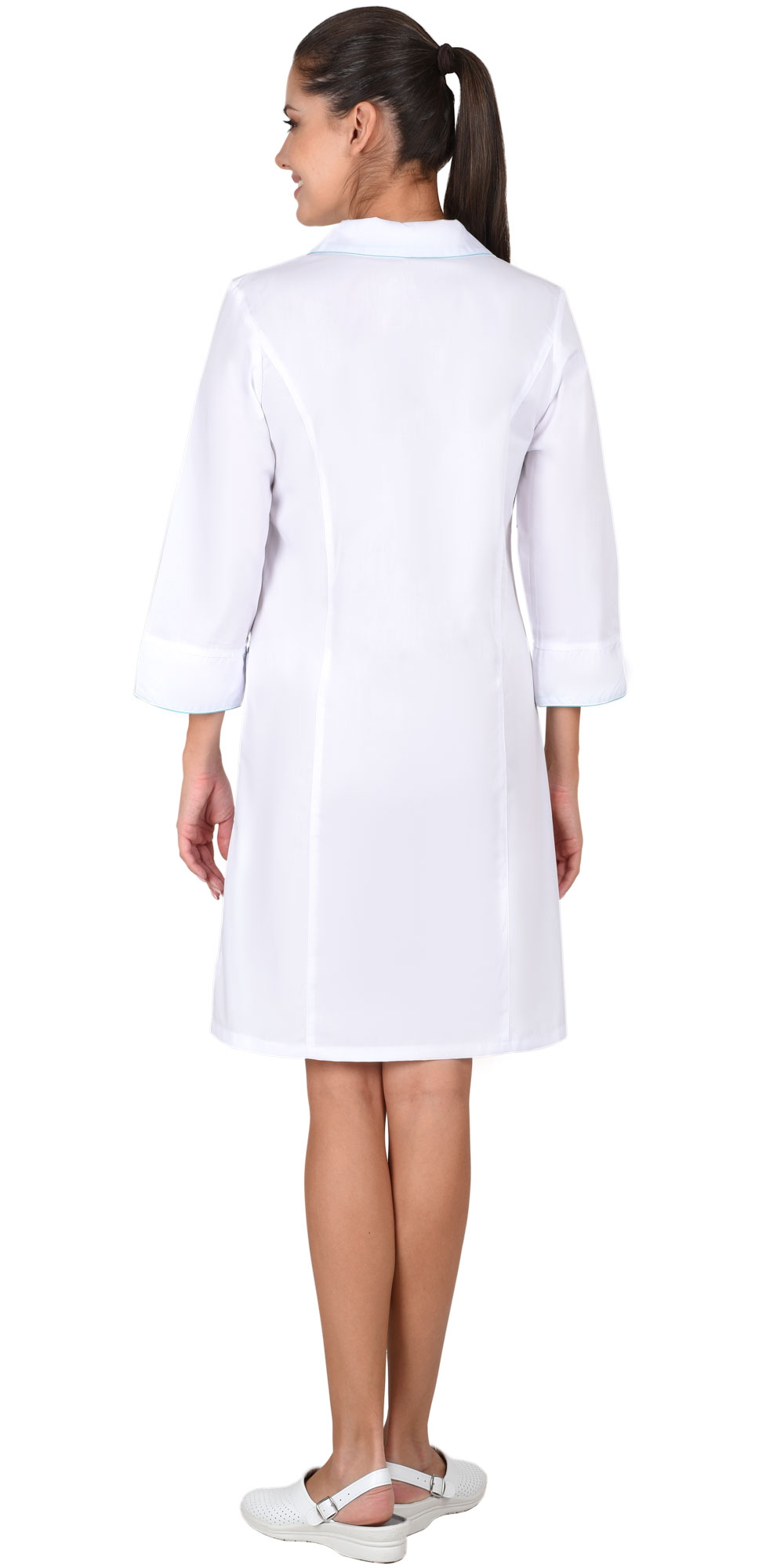 Халат СИРИУС-ЖАСМИН женский белый со светло-бирюзовым