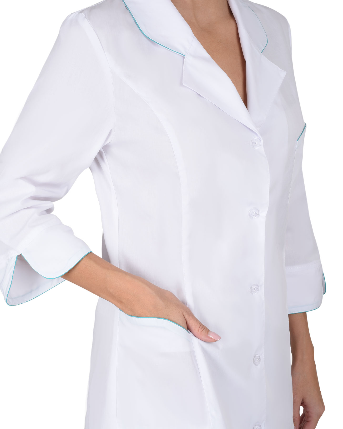 Халат СИРИУС-ЖАСМИН женский белый со светло-бирюзовым