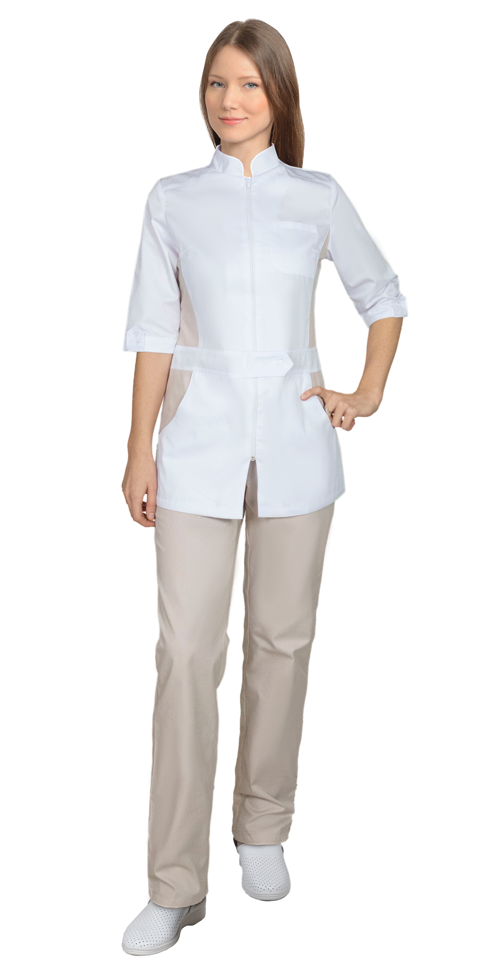 Костюм СИРИУС-БАРБАРА женский белый с бежевым