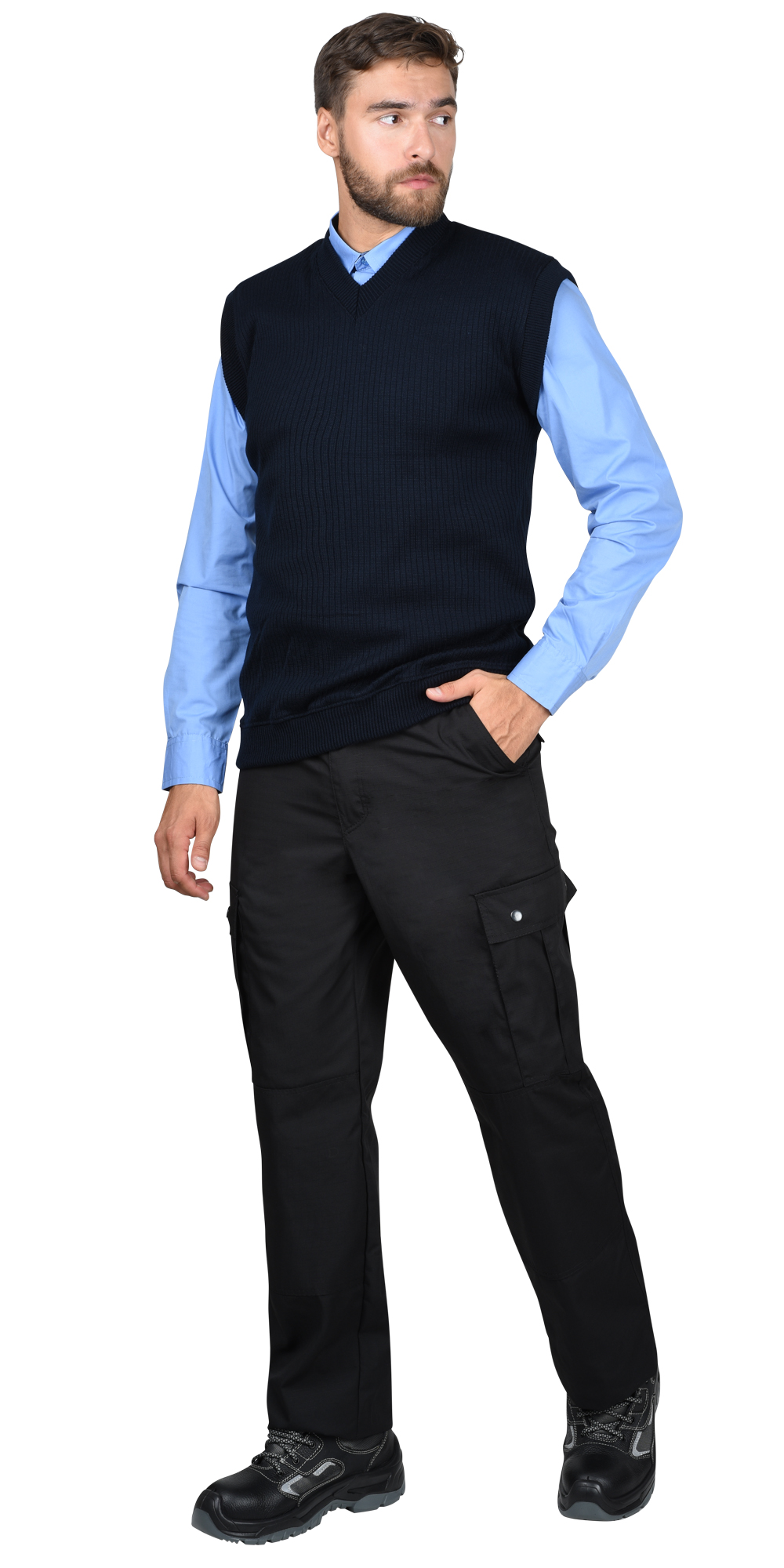 Жилет трикотажный тёмно-синий