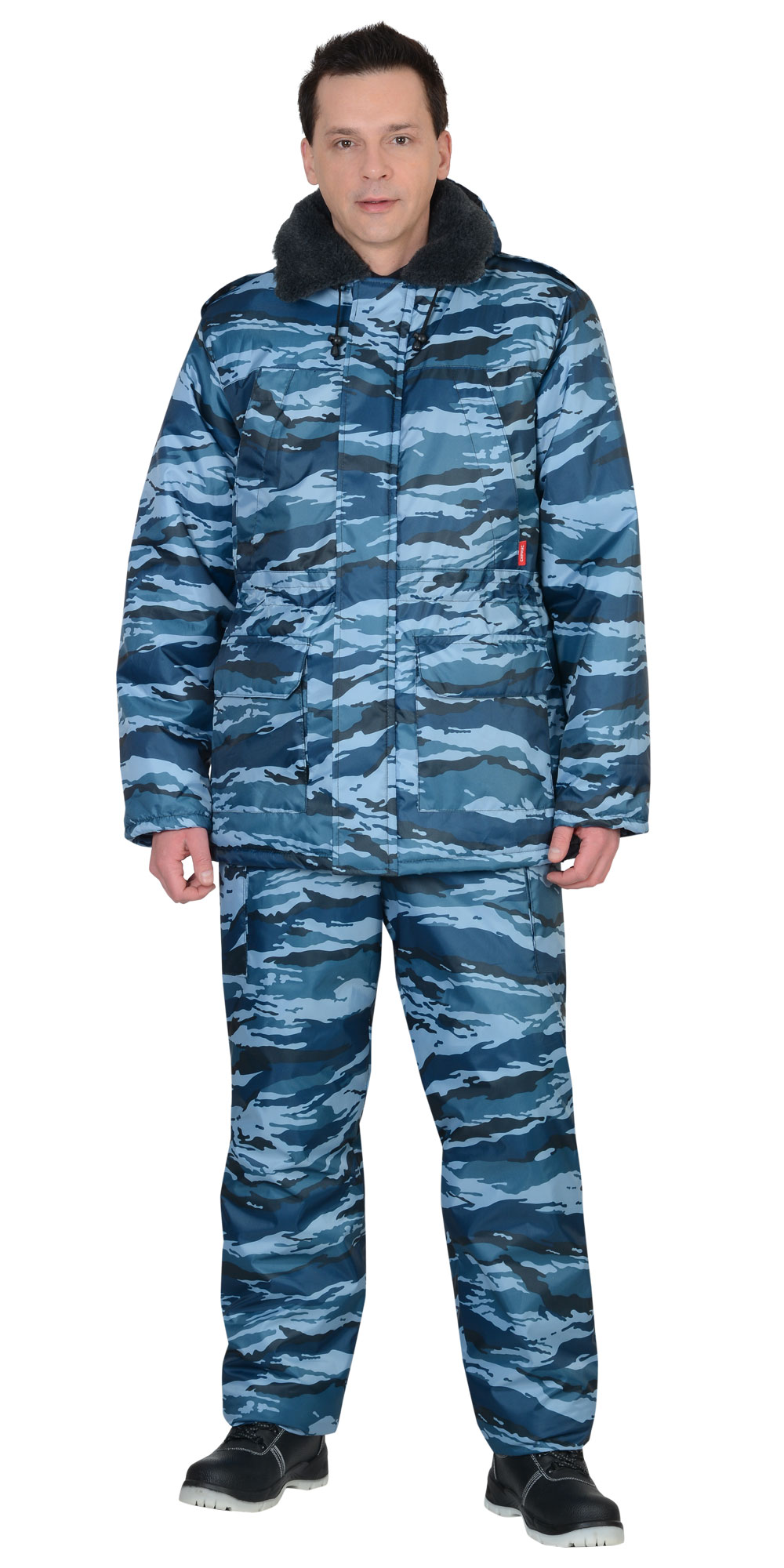 Костюм СИРИУС-БЕЗОПАСНОСТЬ зимний: куртка, п/комб. КМФ серый вихрь 