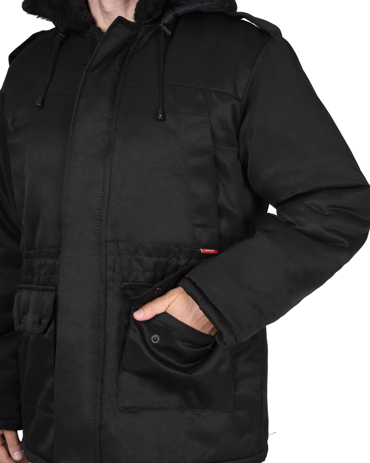 Куртка СИРИУС-БЕЗОПАСНОСТЬ зимняя удлиненная, черная