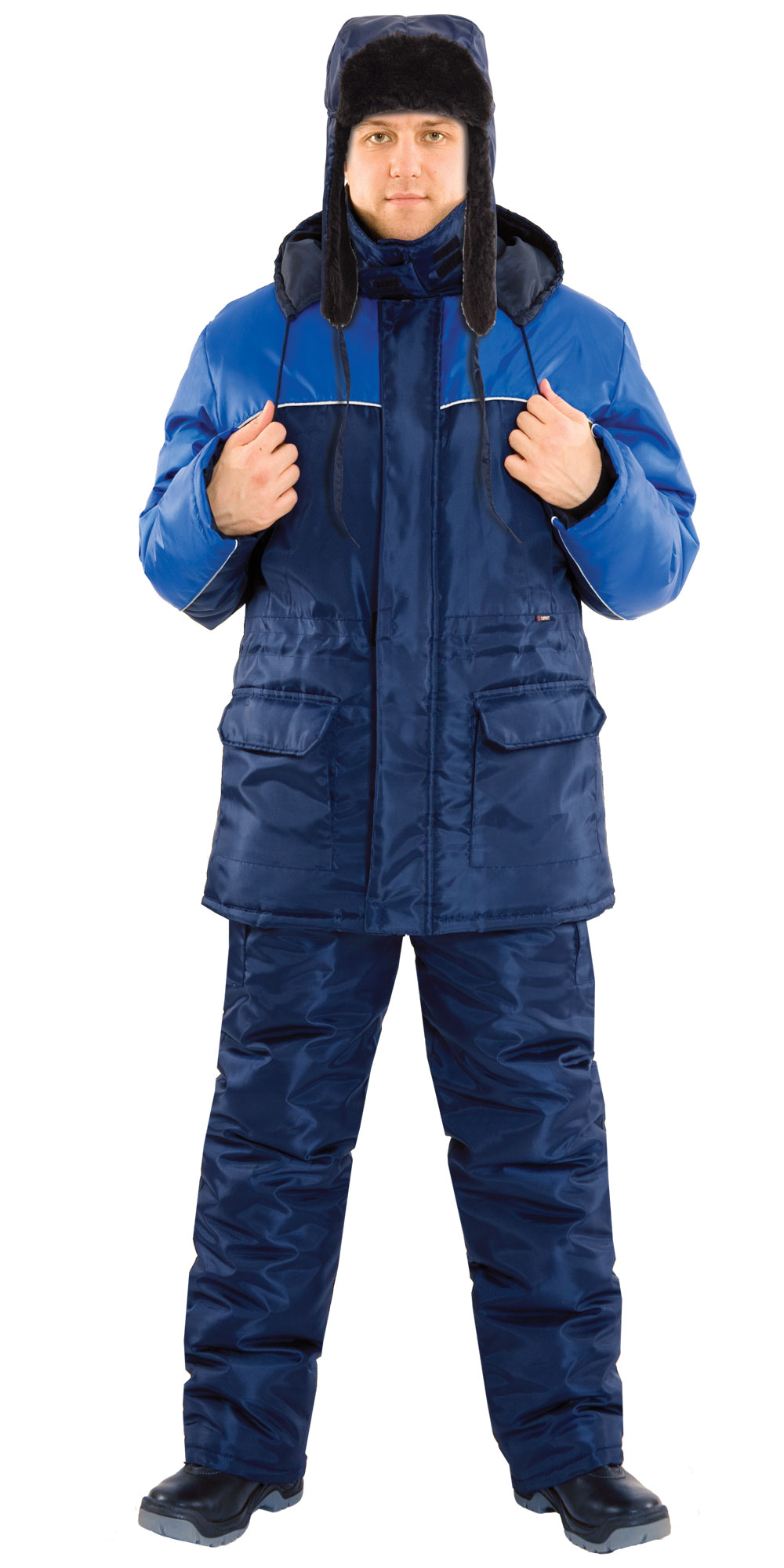 Шапка-ушанка СИРИУС-ЛЮКС синяя (тк. Оксфорд)