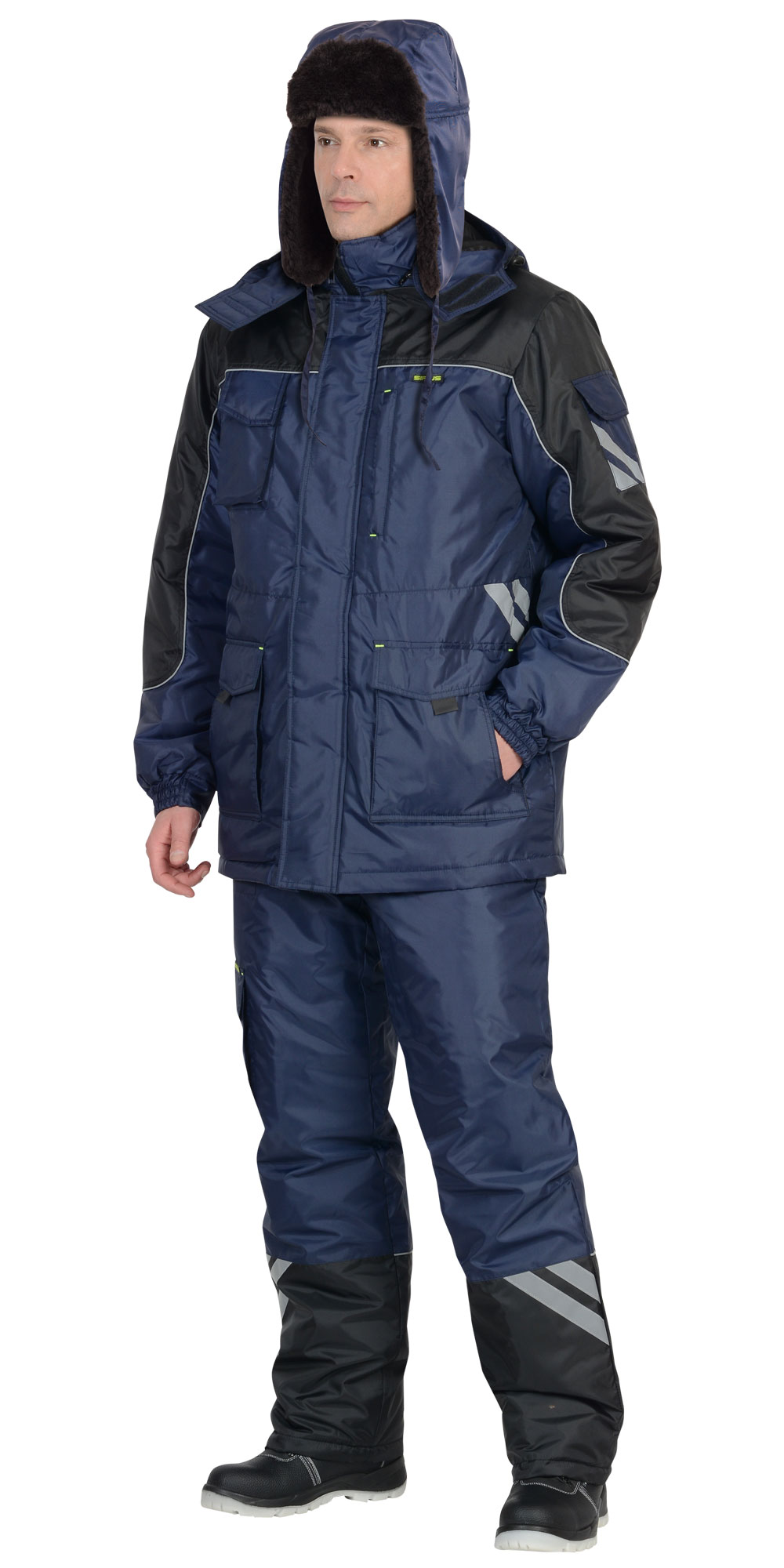 Шапка-ушанка СИРИУС-ЛЮКС синяя (тк. Оксфорд)