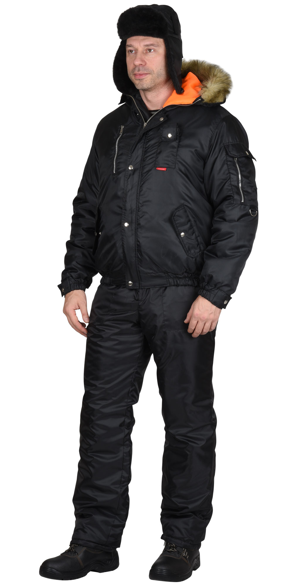 Шапка-ушанка СИРИУС-ЕВРО черная (тк. Оксфорд) 