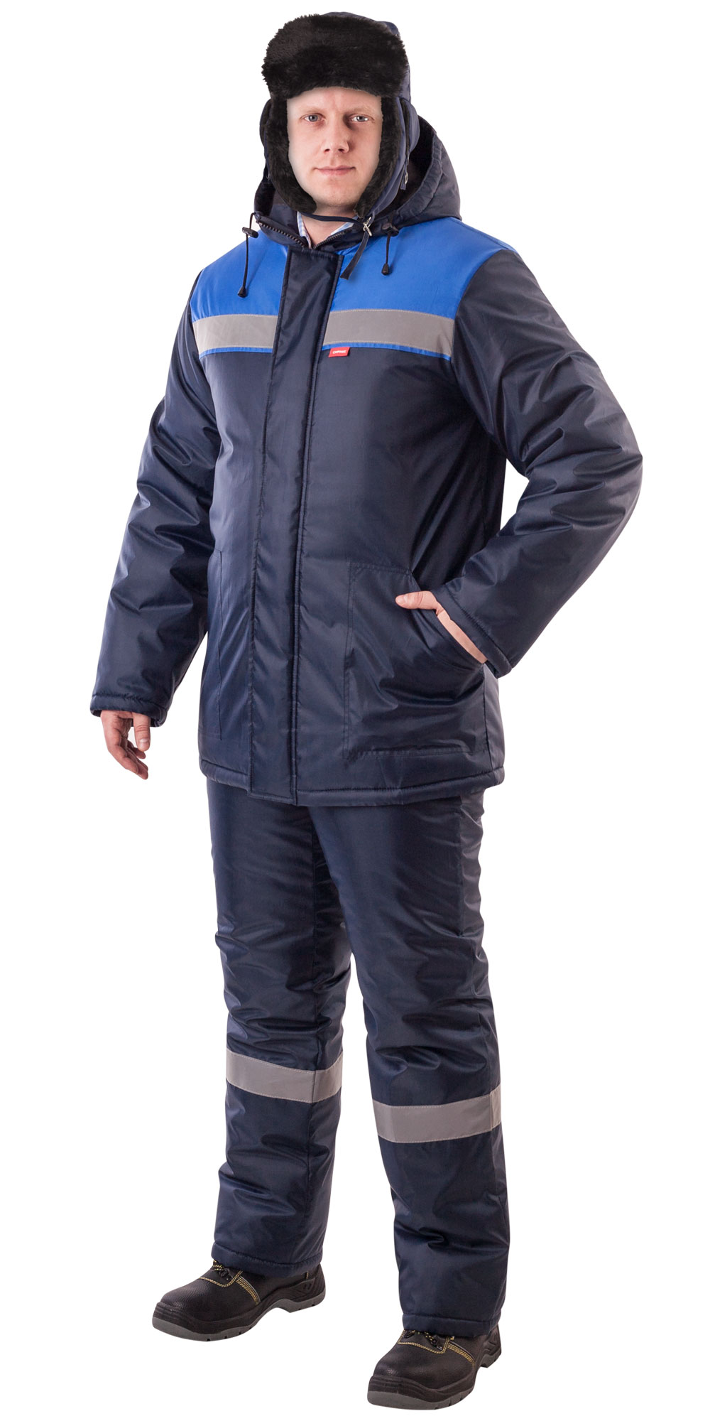 Шапка-ушанка СИРИУС-ЕВРО плюс т.синяя (тк. Оксфорд) 