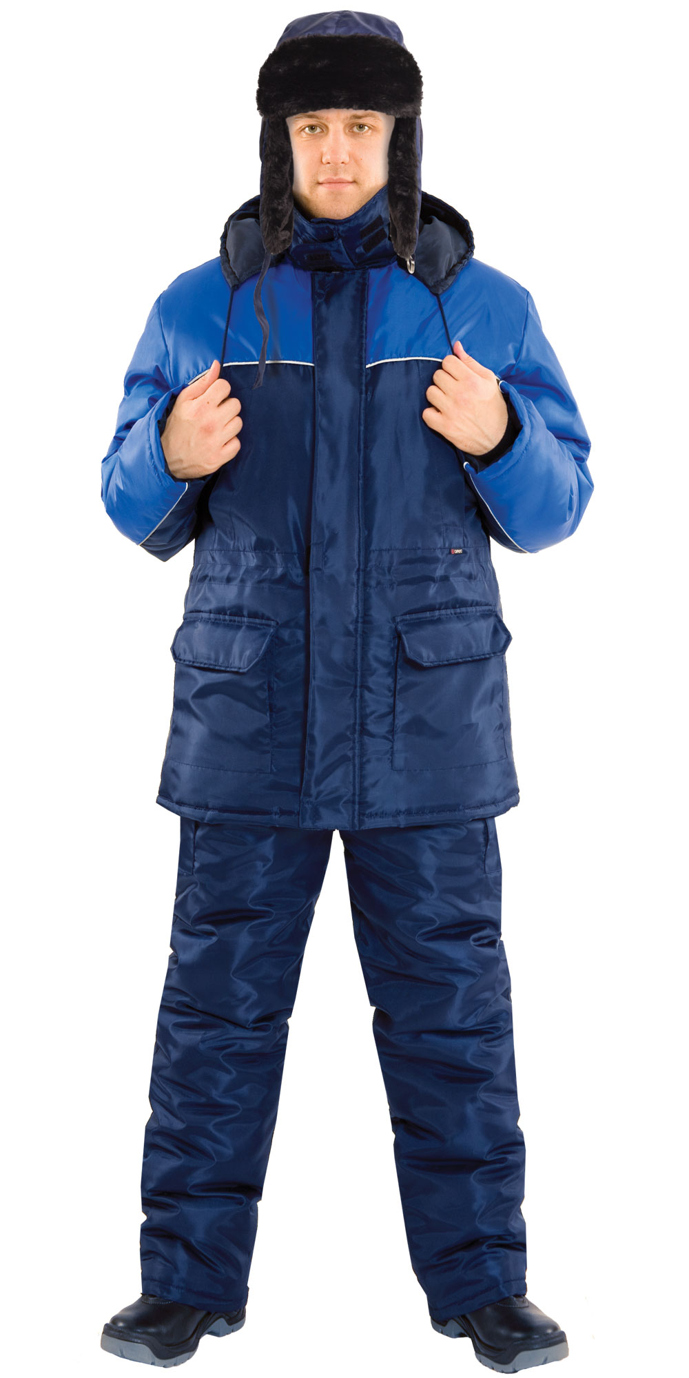 Шапка-ушанка СИРИУС-ЕВРО плюс т.синяя (тк. Оксфорд) 