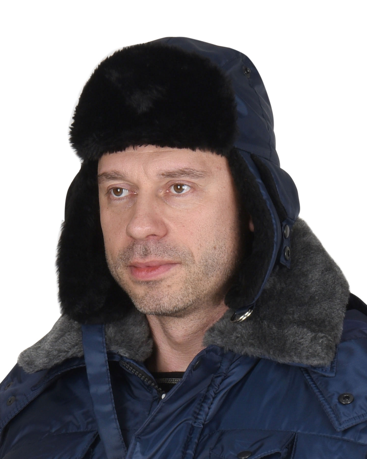 Шапка-ушанка СИРИУС-ЕВРО плюс т.синяя (тк. Оксфорд) 