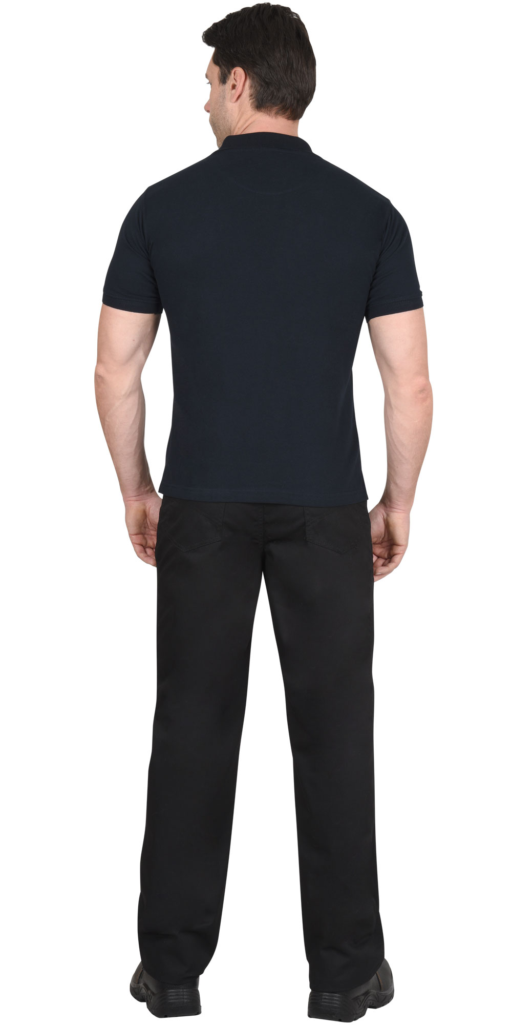 Рубашка-поло т.синяя короткие рукава с манжетом, пл.180 г/м2 (ЧЗ)