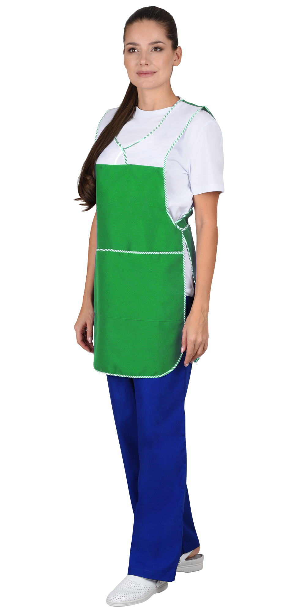 Фартук-сарафан СИРИУС-ВЕСНА зелёный с белым
