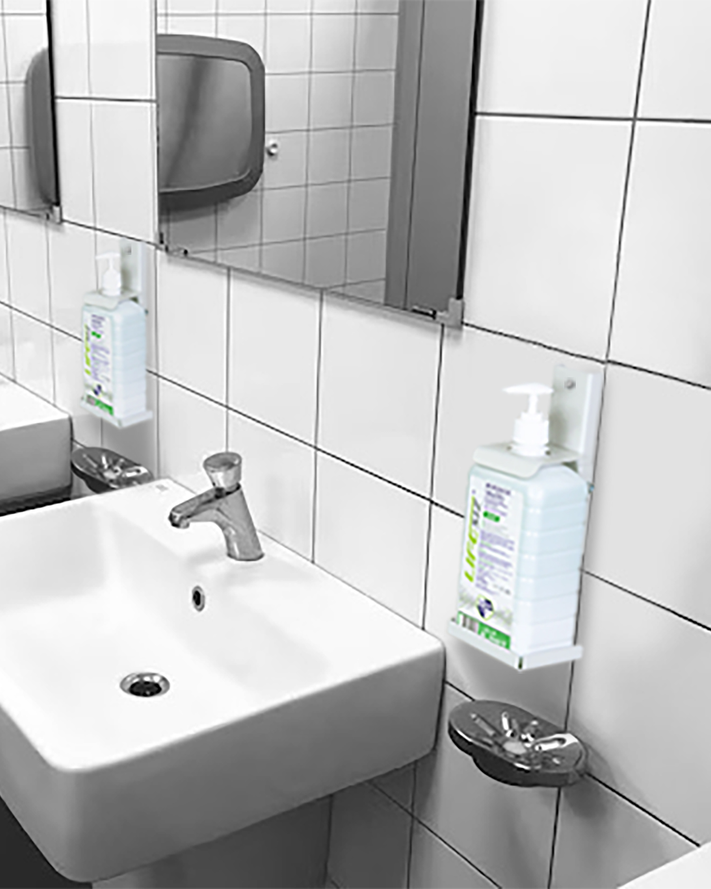 Универсальный настенный держатель для флаконов на 1 литр с помпой