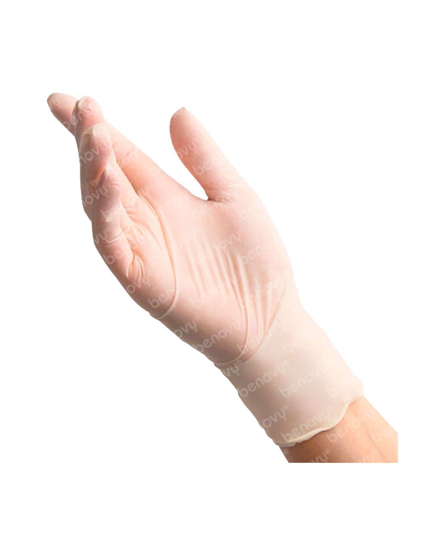 ЯЯЯ Перчатки одноразовые Benovy латексные опудреные телесные гладкие (50 пар)
