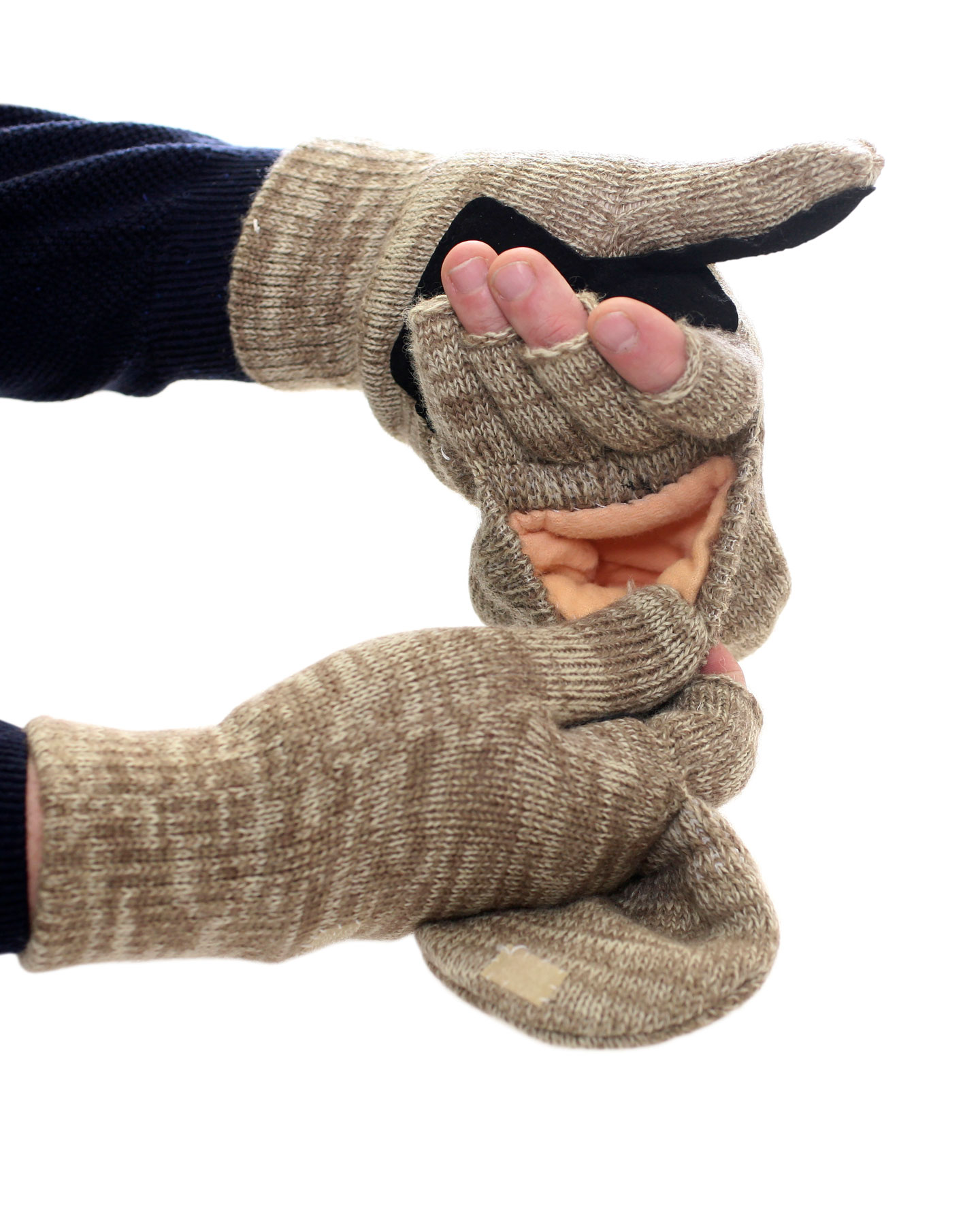 Перчатки-Варежки Юкагиры тинсулейт, откидн. варежка, спилк. ладонь, уп.120п