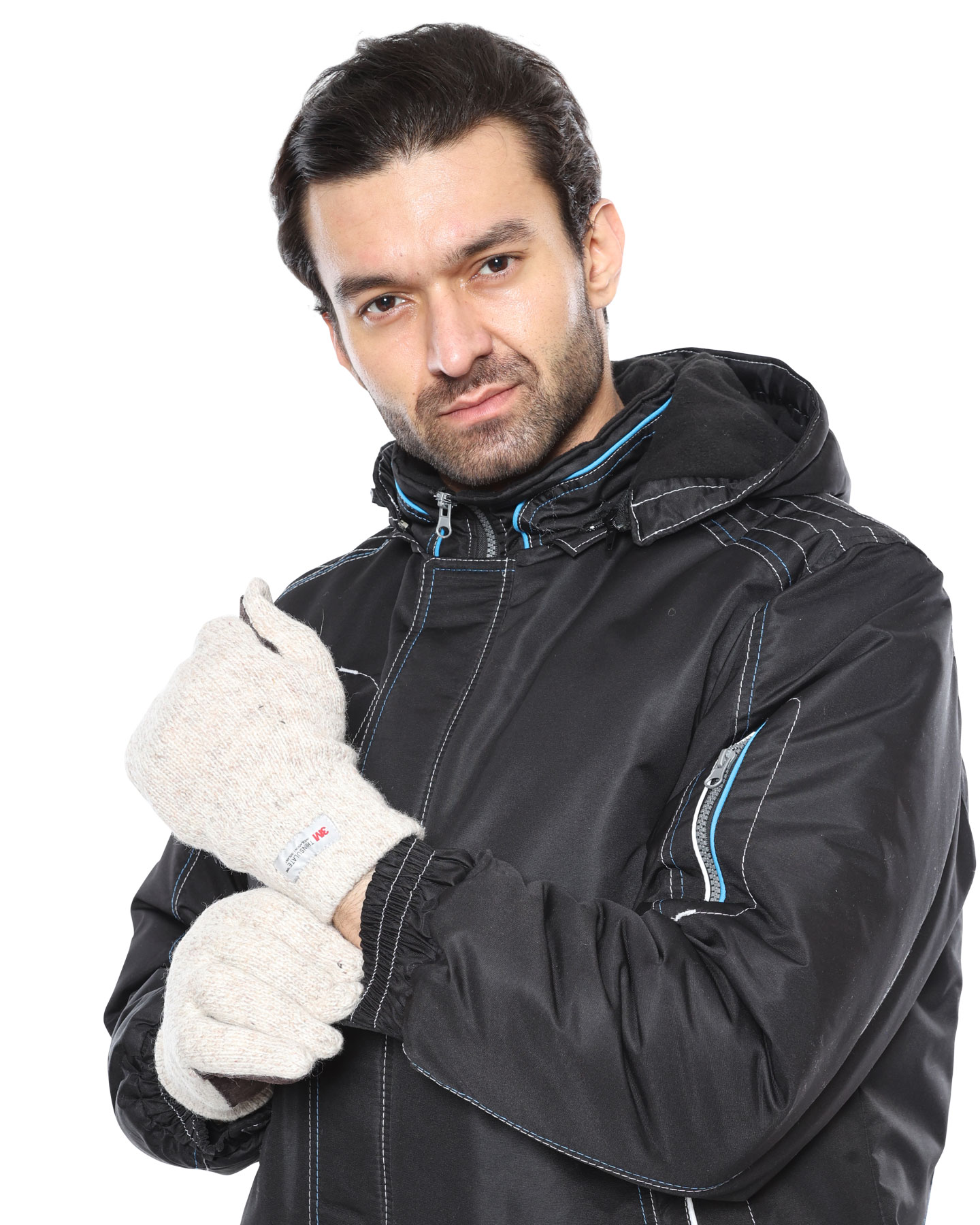 Перчатки шерстяные со спилковой накладкой с утеплителем ТИНСУЛЕЙТ 