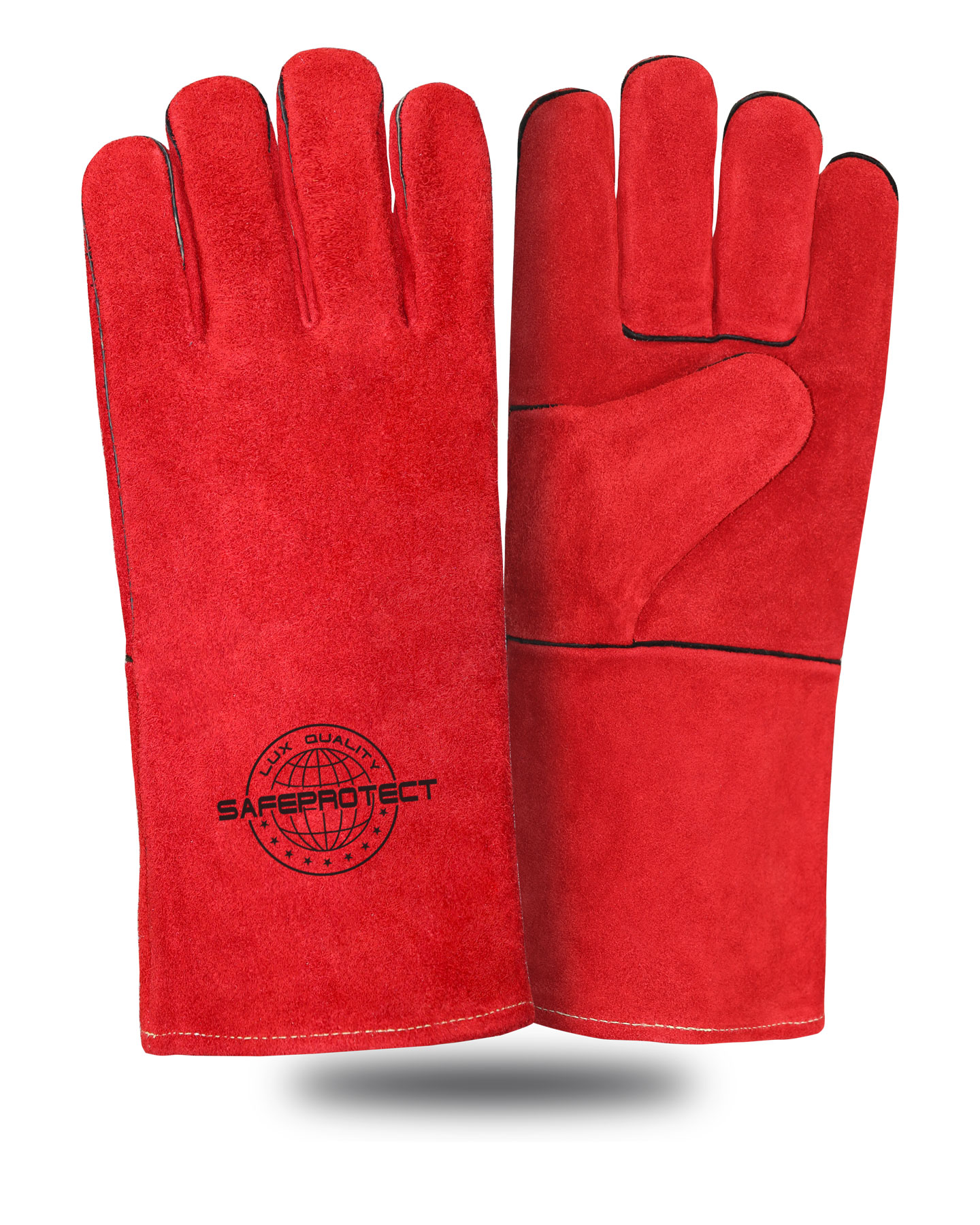 Краги спилковые ЯМАЛ Safeprotect красные (флисовая подкладка) р.10,5 (х12х60)