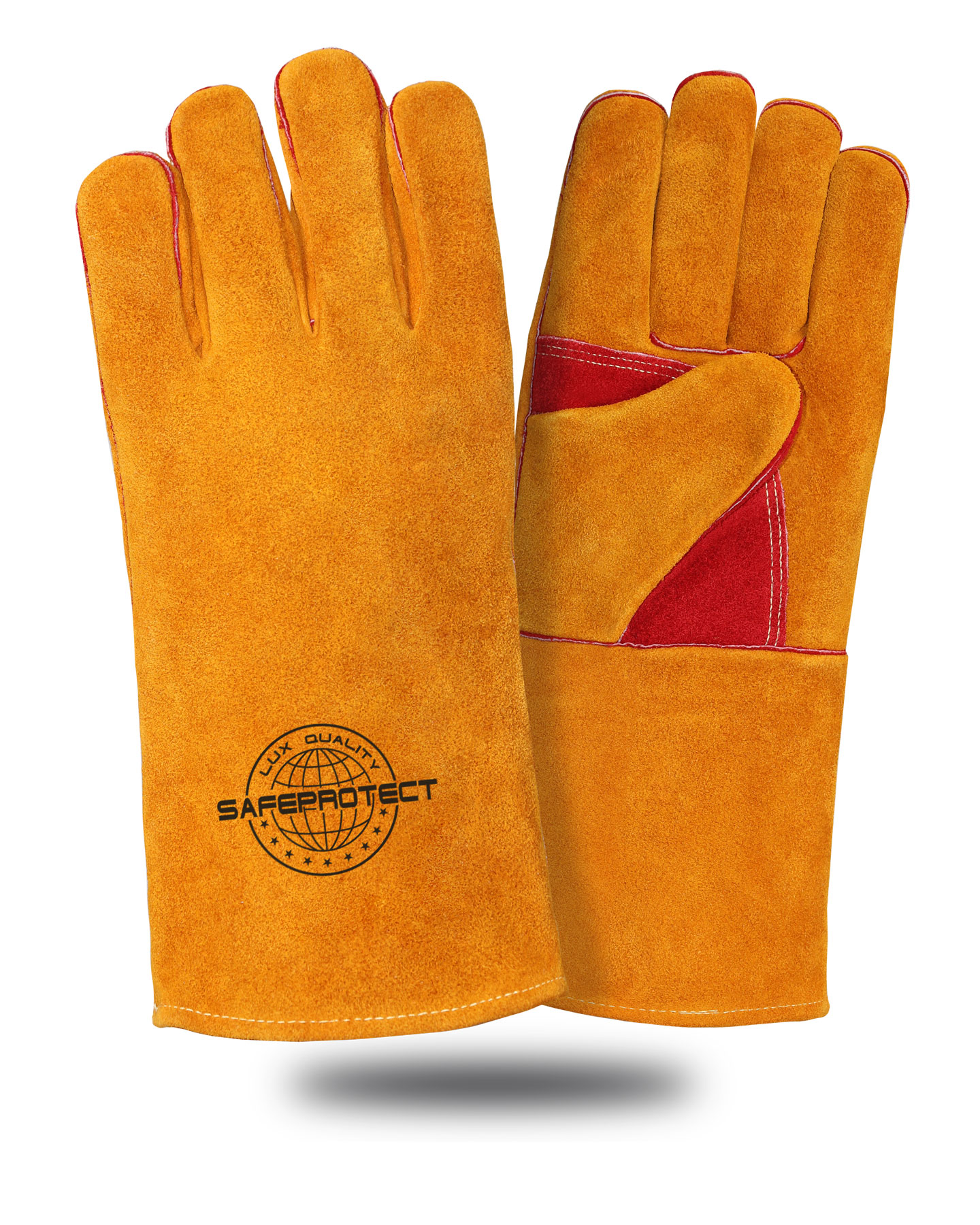 Краги спилковые Safeprotect усиленные желто-красные (подкладка) р.10,5 (х12х60)