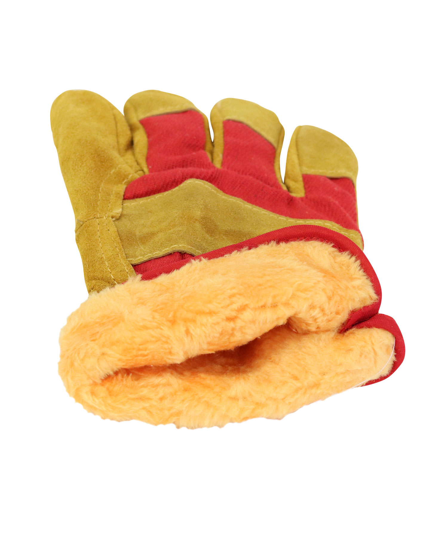 Перчатки утеплен спилковые комбинированные мех акриловый желтый (тип РЛ) 60пар в уп. 