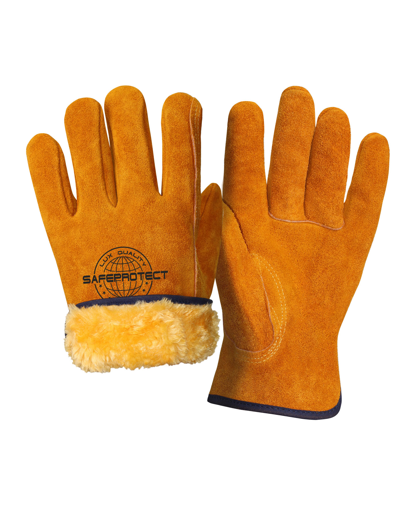 Перчатки цельноспилковые утепленные УРАЛ желтые (меховые) р.10,5  (х6х120)