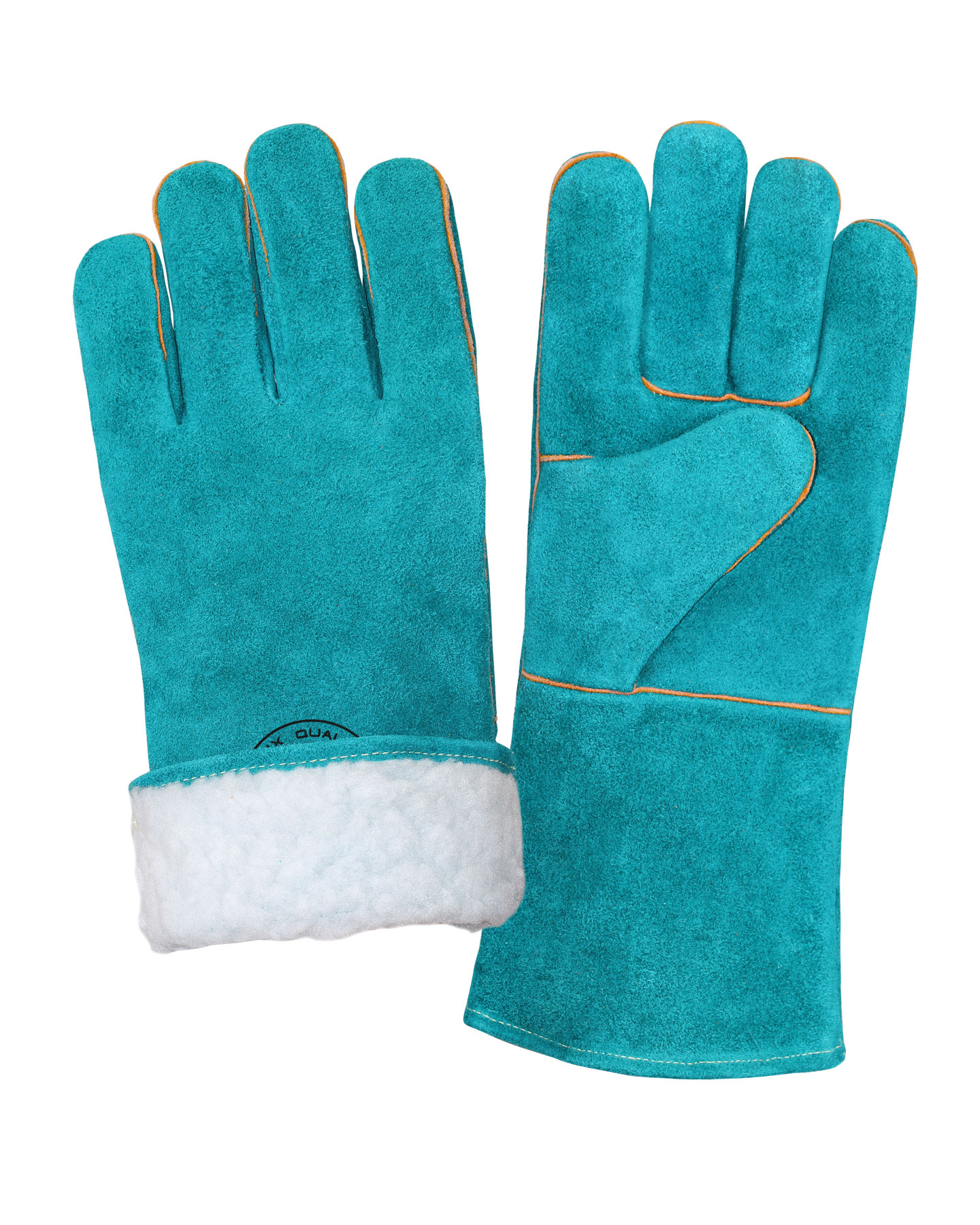 Краги спилковые утепленные КАМЧАТКА Safeprotect бирюзовые (меховые) р.10,5 (х6х60)