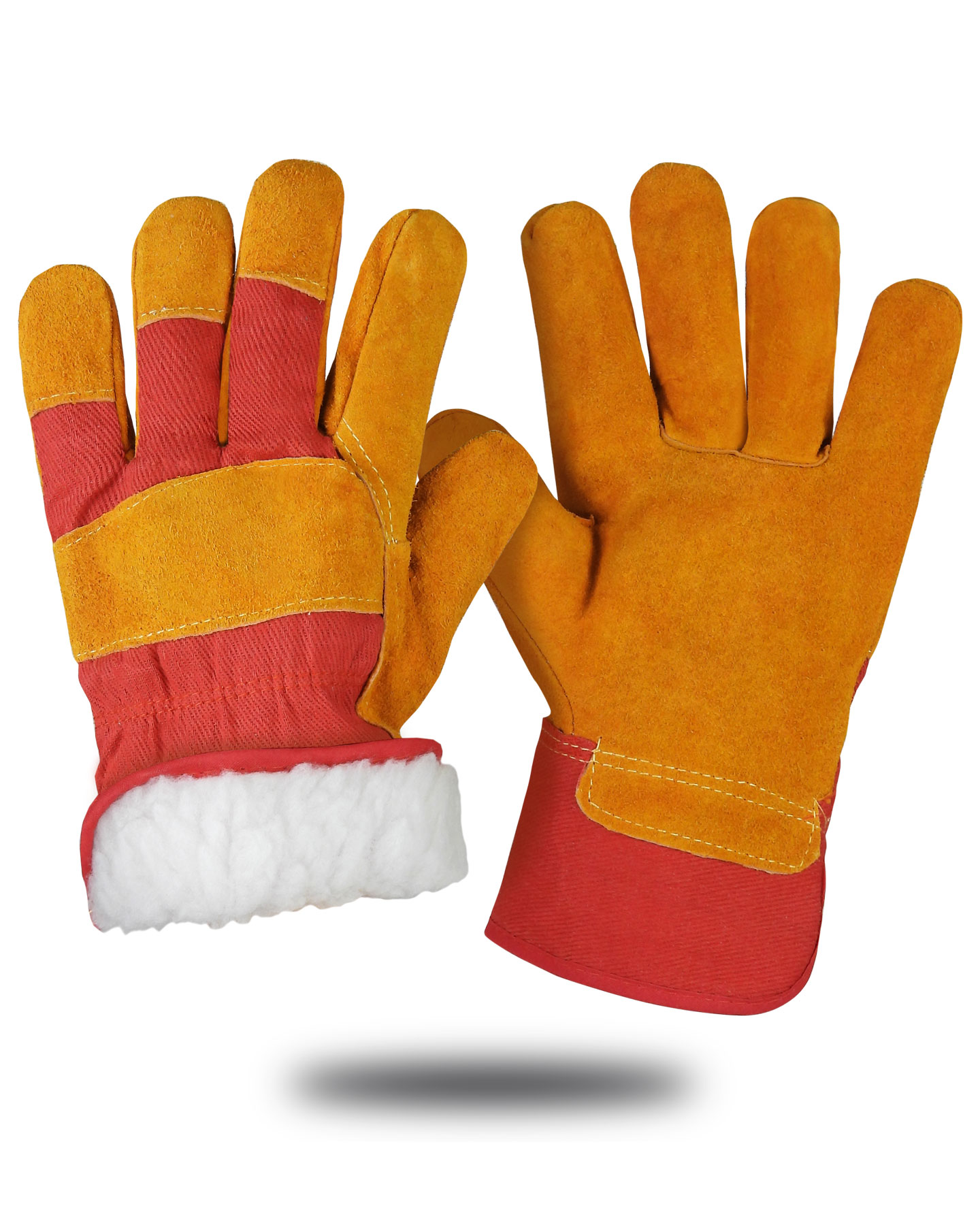 Перчатки утеплен спилковые комбинированные РЛ мех искусств. белый (х1х60) р.11(ХХL)