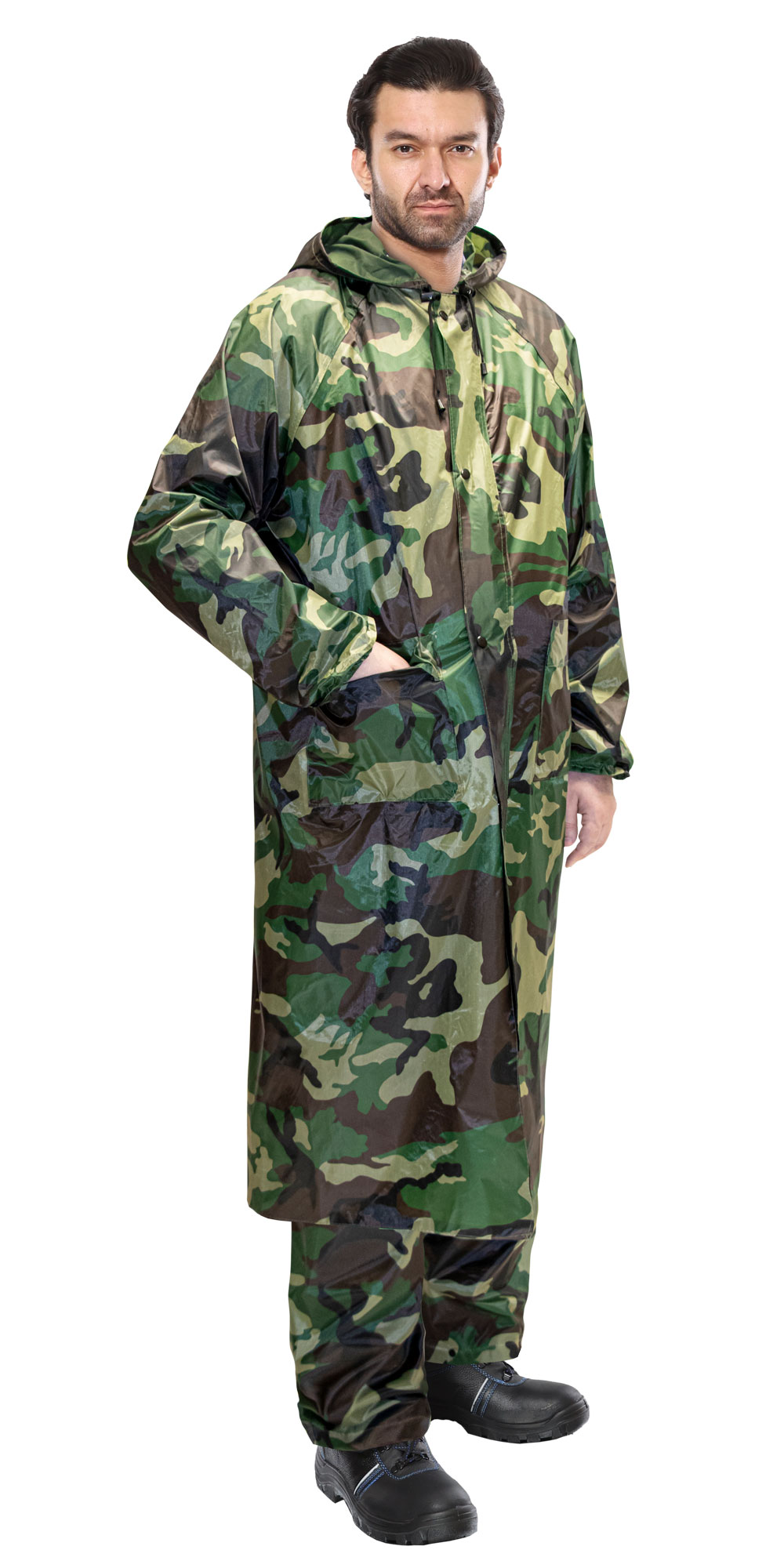 Плащ влагозащитный SIRIUS Стандарт (210 гр/м2) КМФ зеленый (ЧЗ)