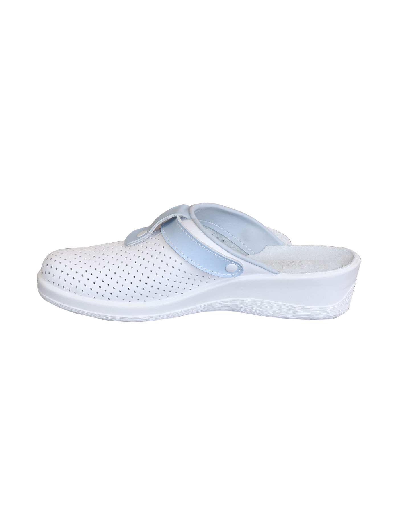 Туфли Сабо КОМФОРТ белые с голубым нат.кожа