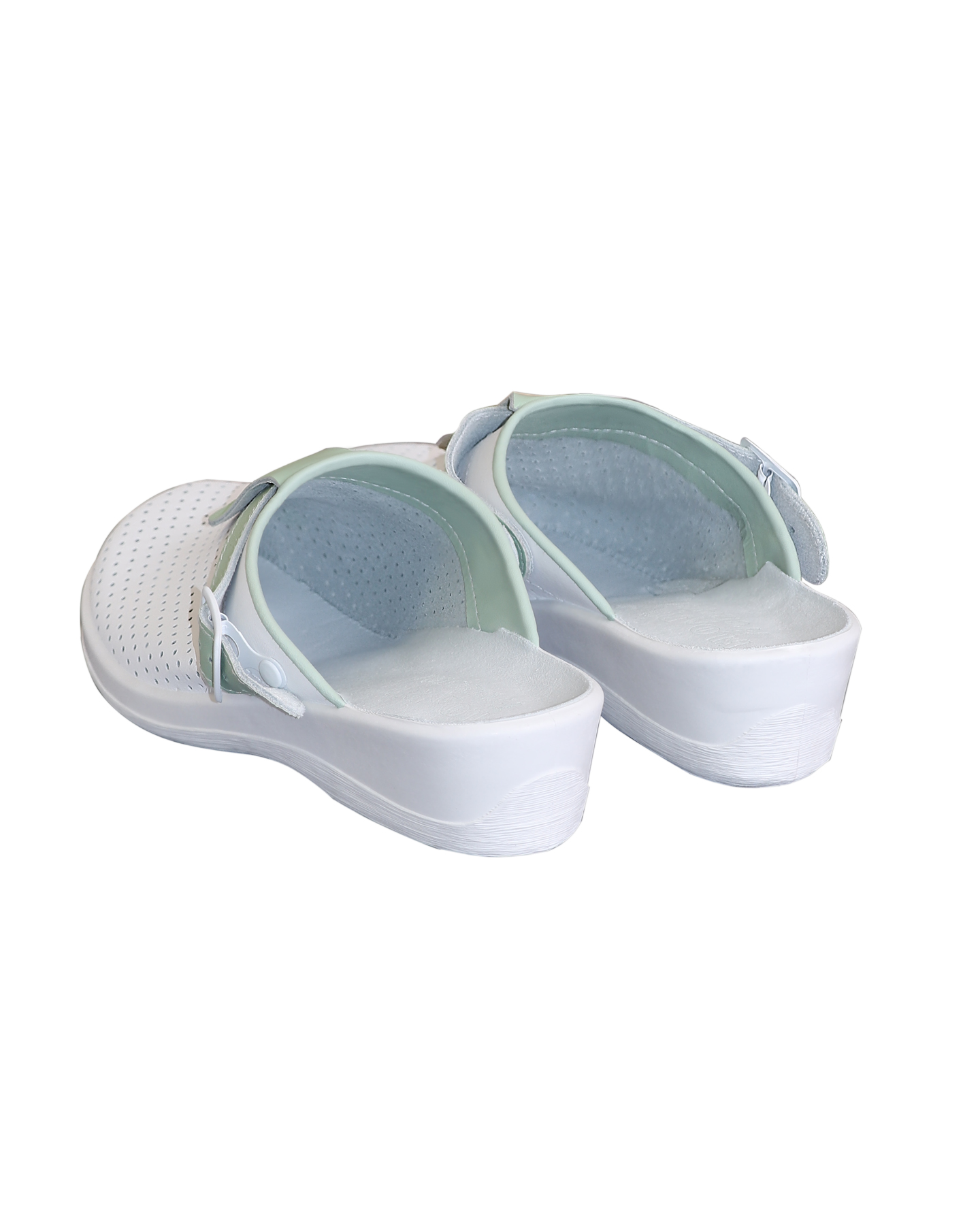 Туфли Сабо КОМФОРТ белые с зеленым нат.кожа