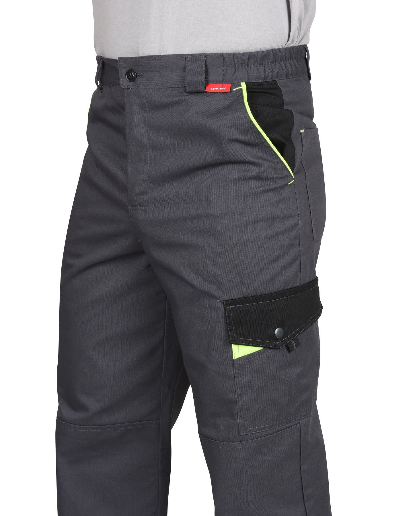 Брюки СИРИУС-ХОВАРД т. серый с черным, лимонная отделка