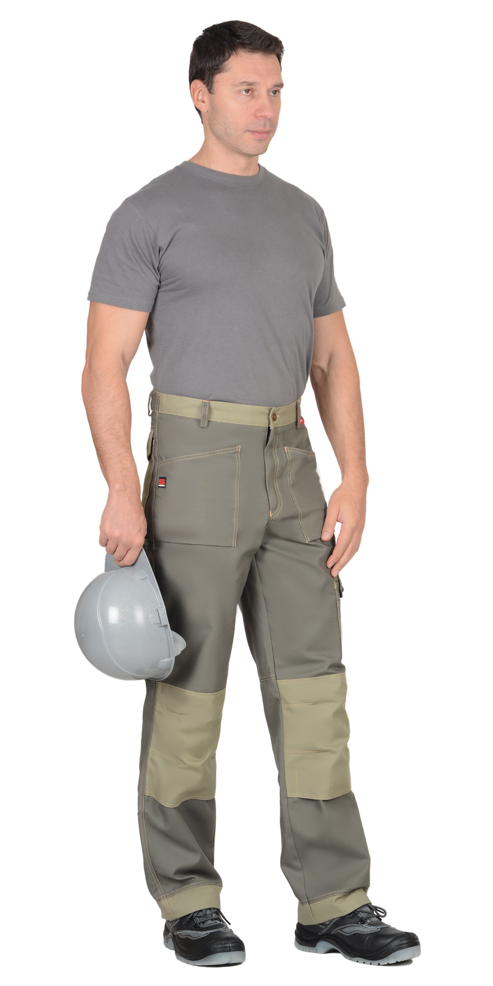 Брюки СИРИУС-ВЕСТ-ВОРК т.оливковый со св.оливковым пл. 275 г/кв.м