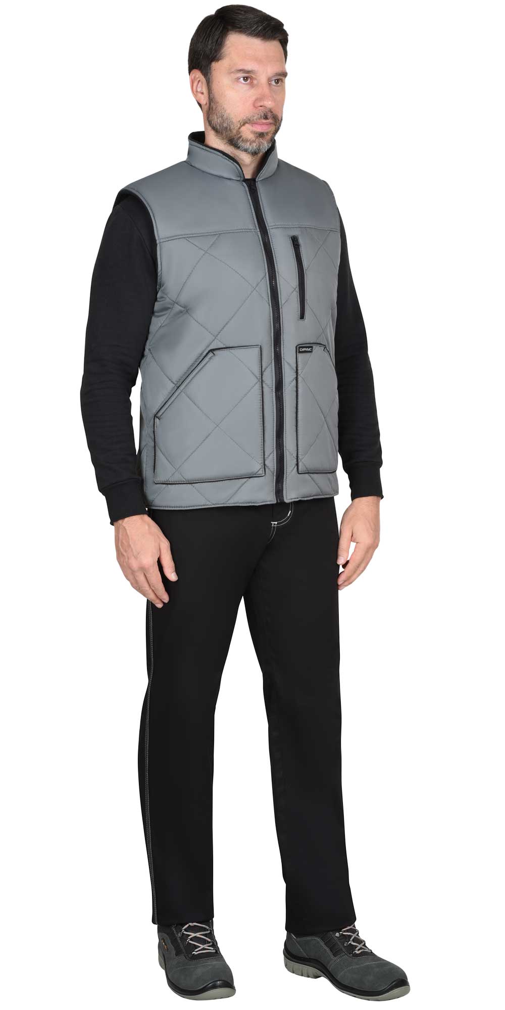 Жилет СИРИУС-ЕВРОПА удлиненный (на подкладке флис черный) графит