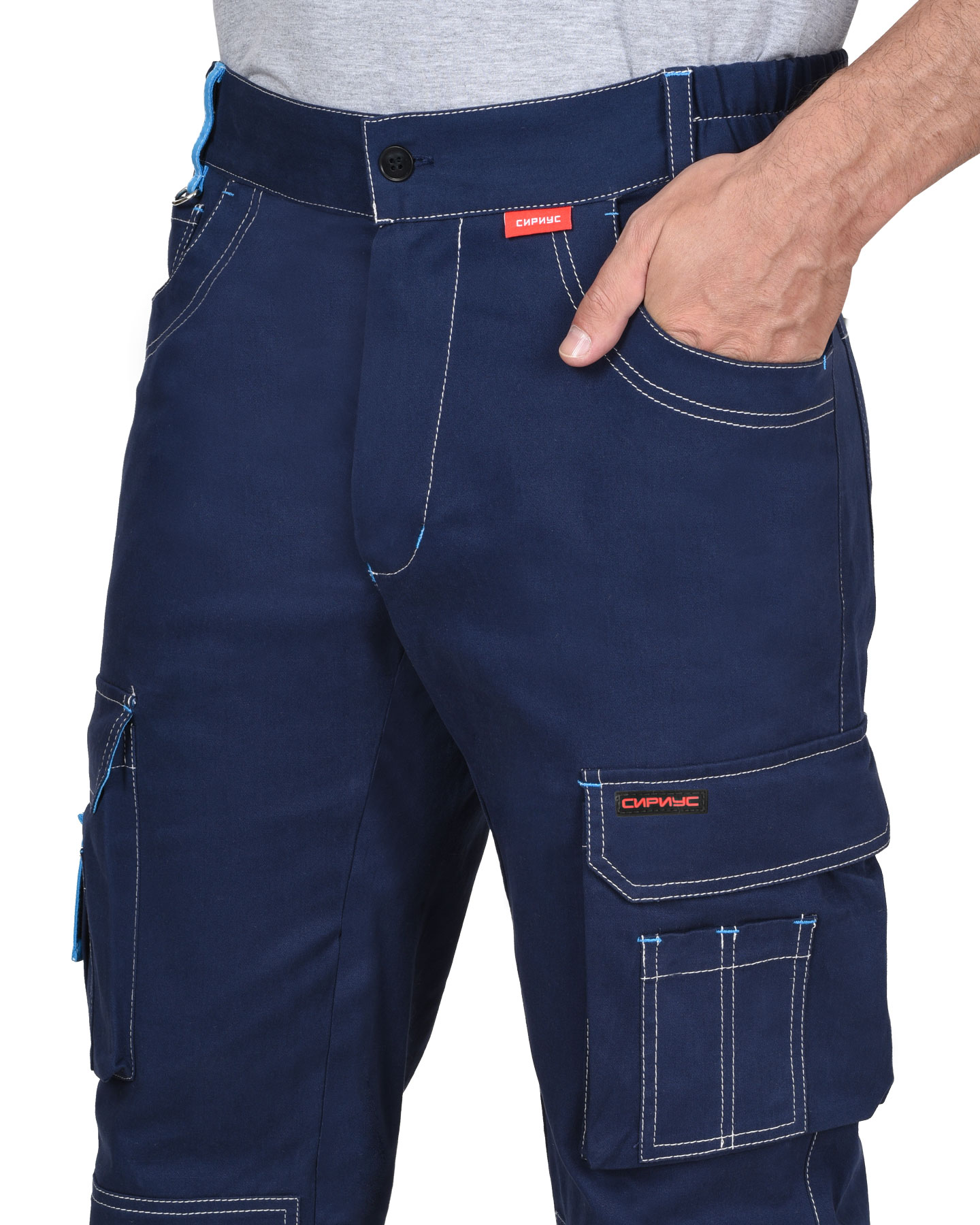 Брюки СИРИУС-ДЖЕТ синие с голубым тк. мех. стрейч с ВО