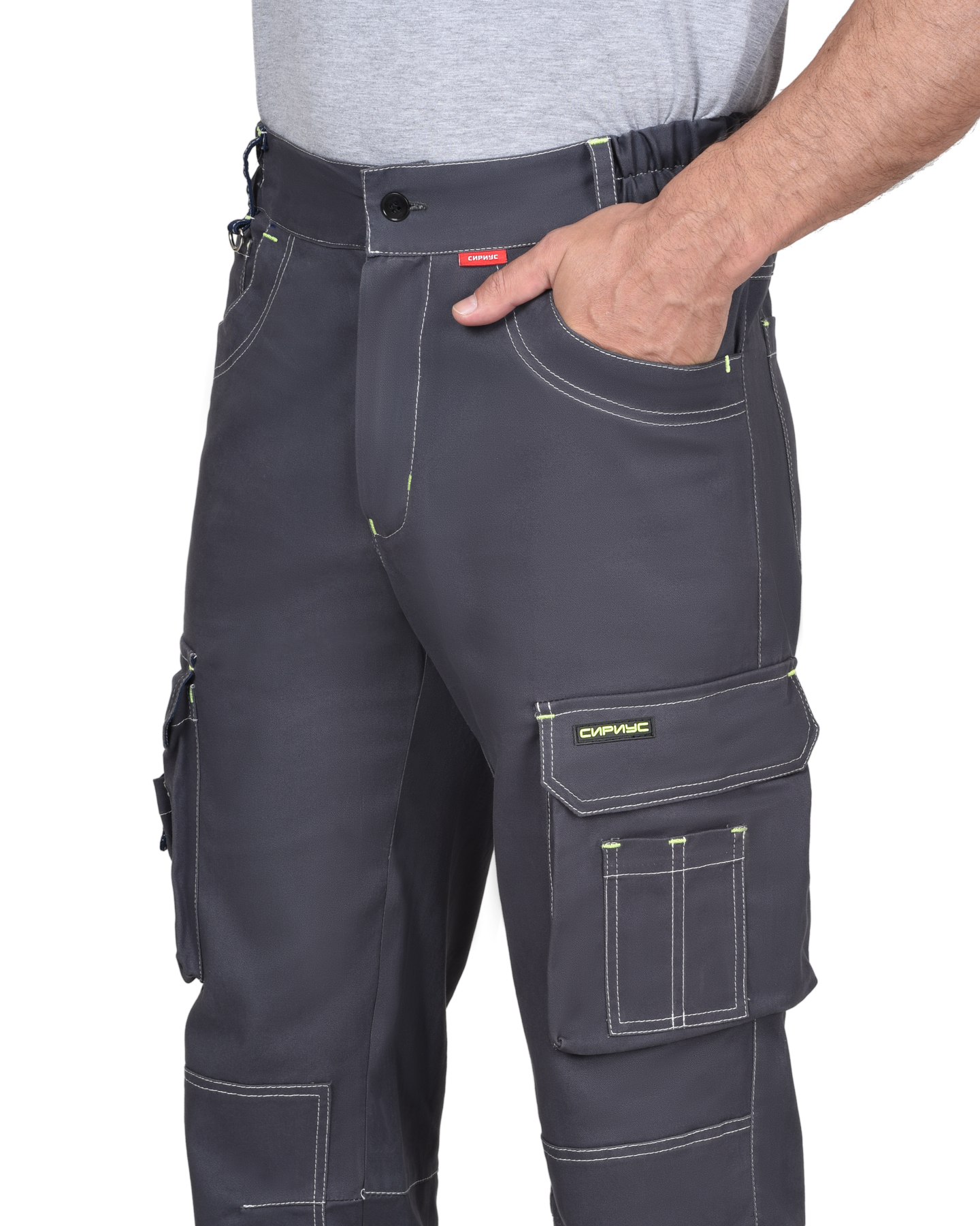 Брюки СИРИУС-ДЖЕТ т.серый с синим тк. стрейч с ВО